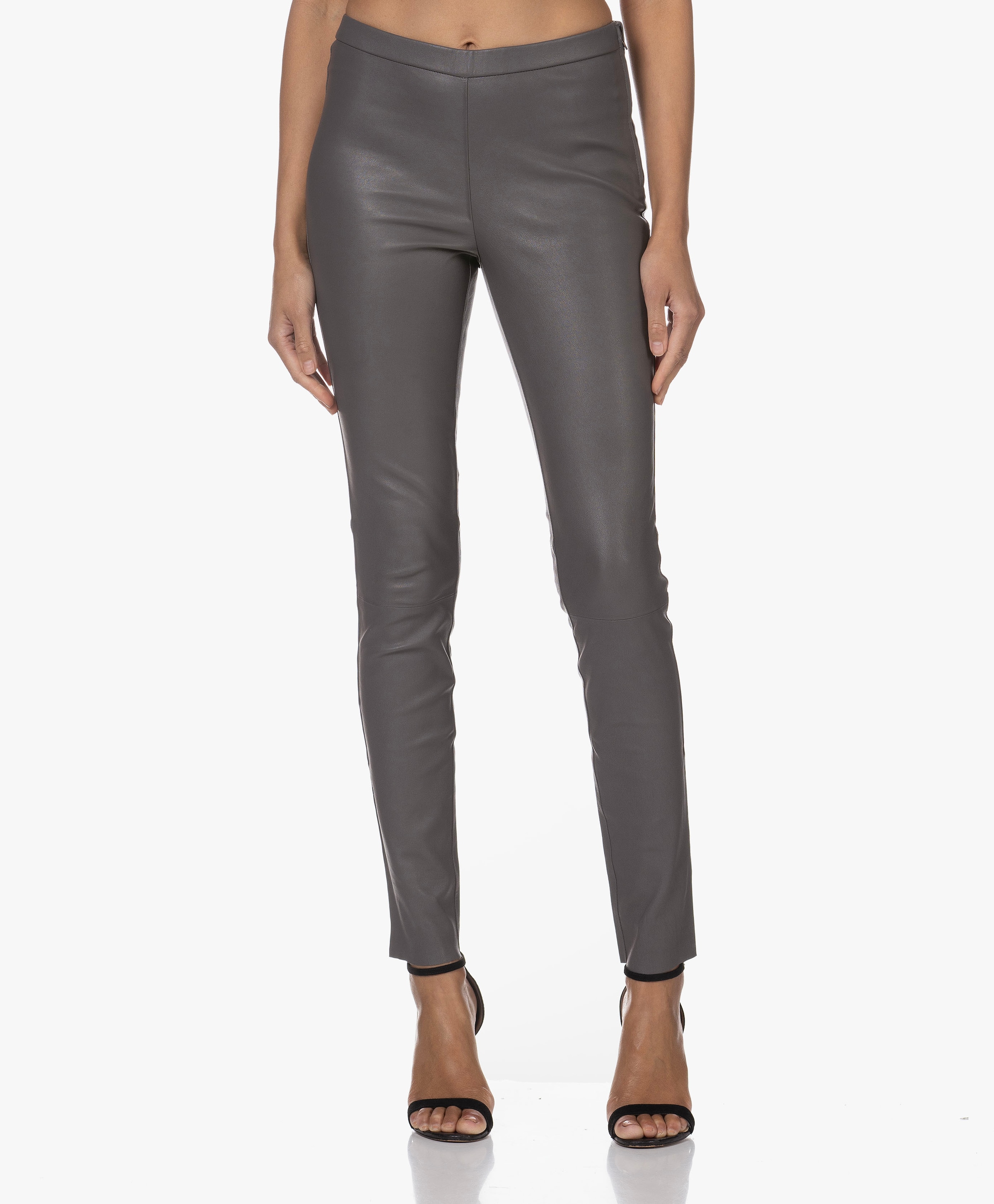 Grey leather pants womens best sale