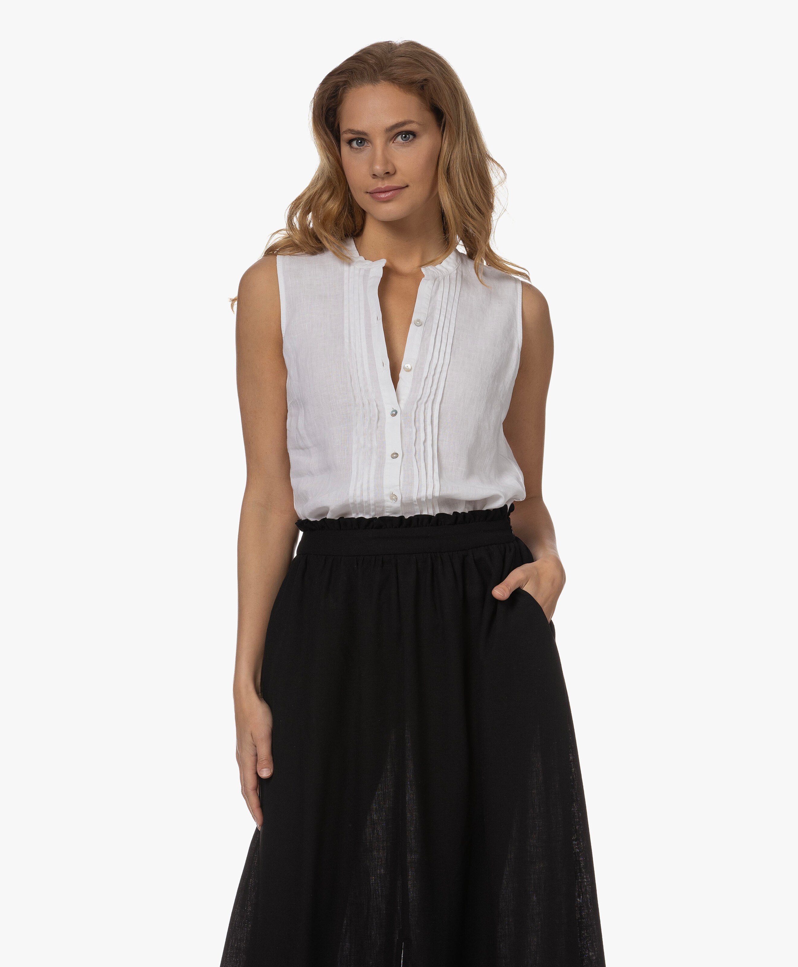 Sailor Mouwloze Linnen Blouse