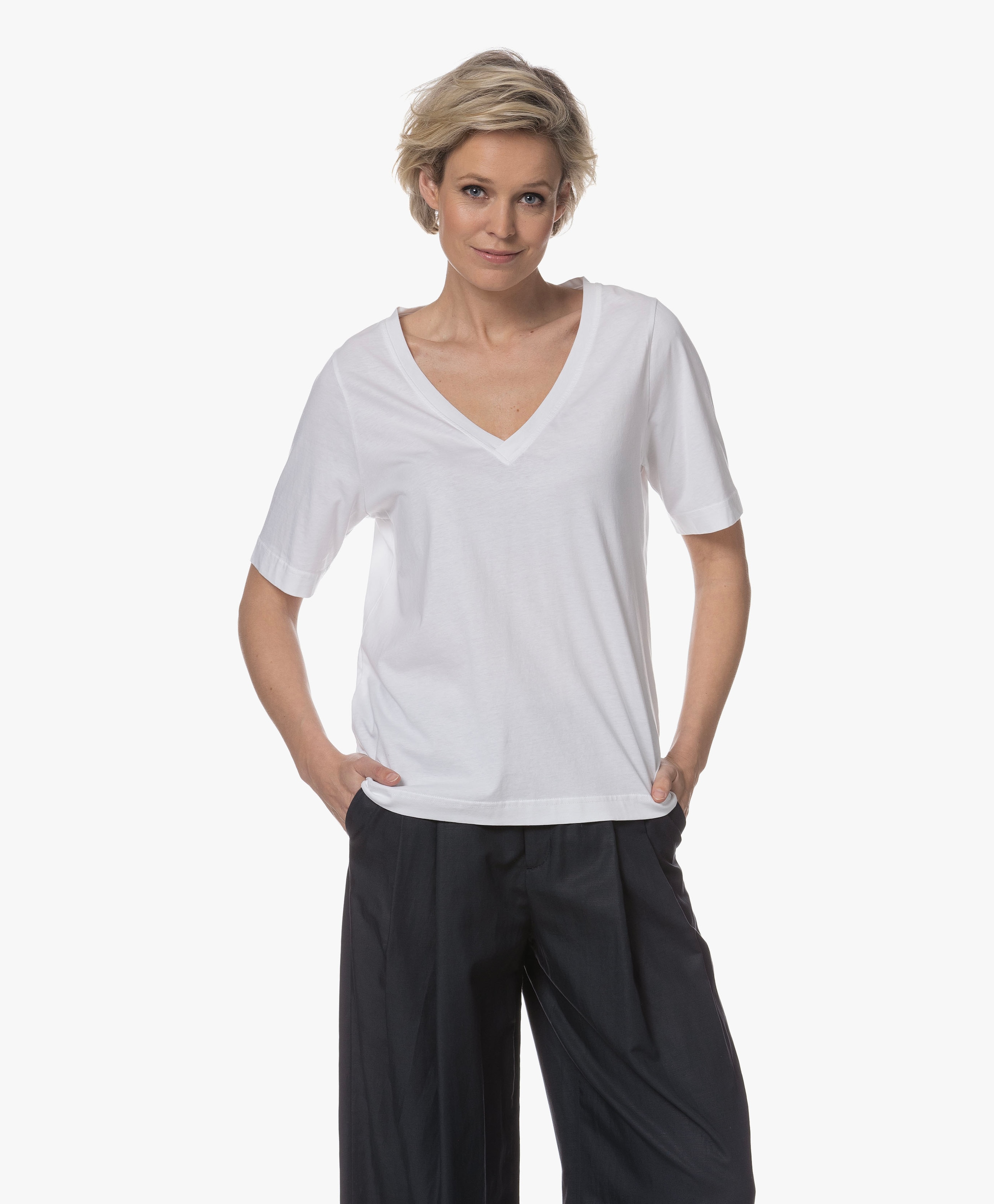 Jacina Katoenen V-hals T-shirt