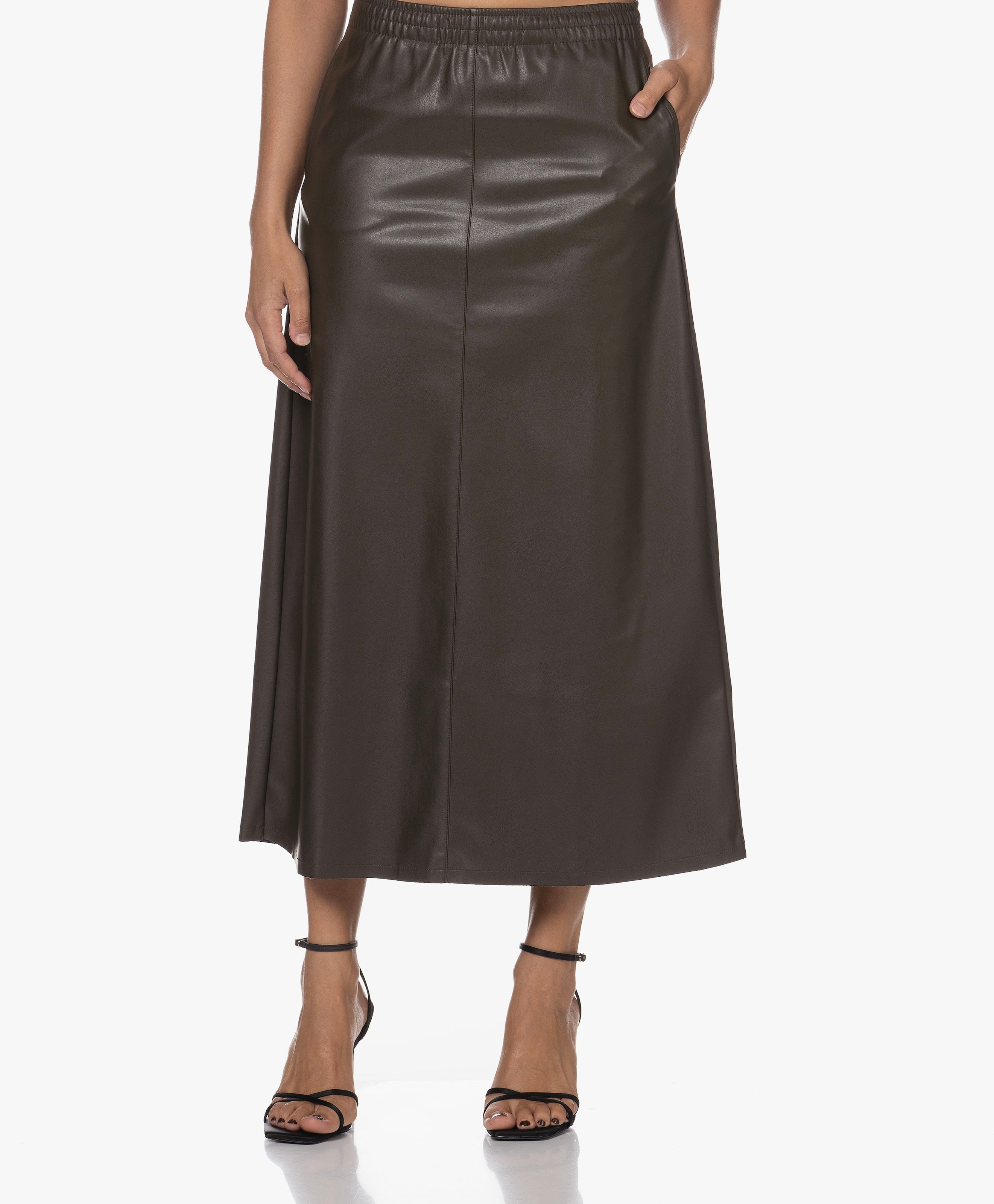 Konomi Vegan Leather Long Skirt