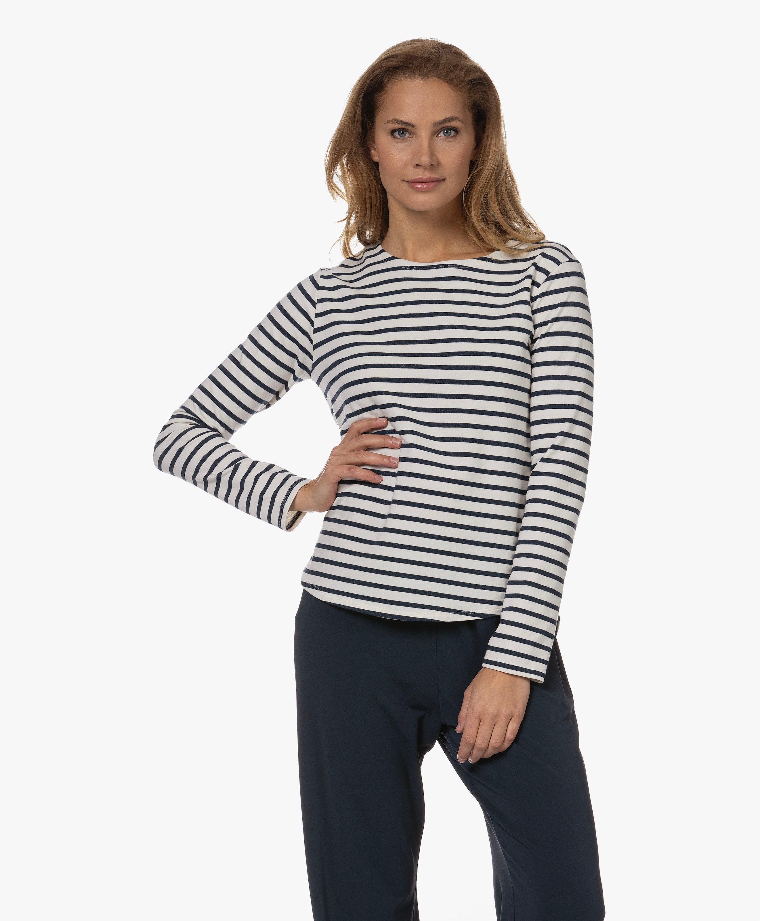 Gestreepte Sweater met Boothals