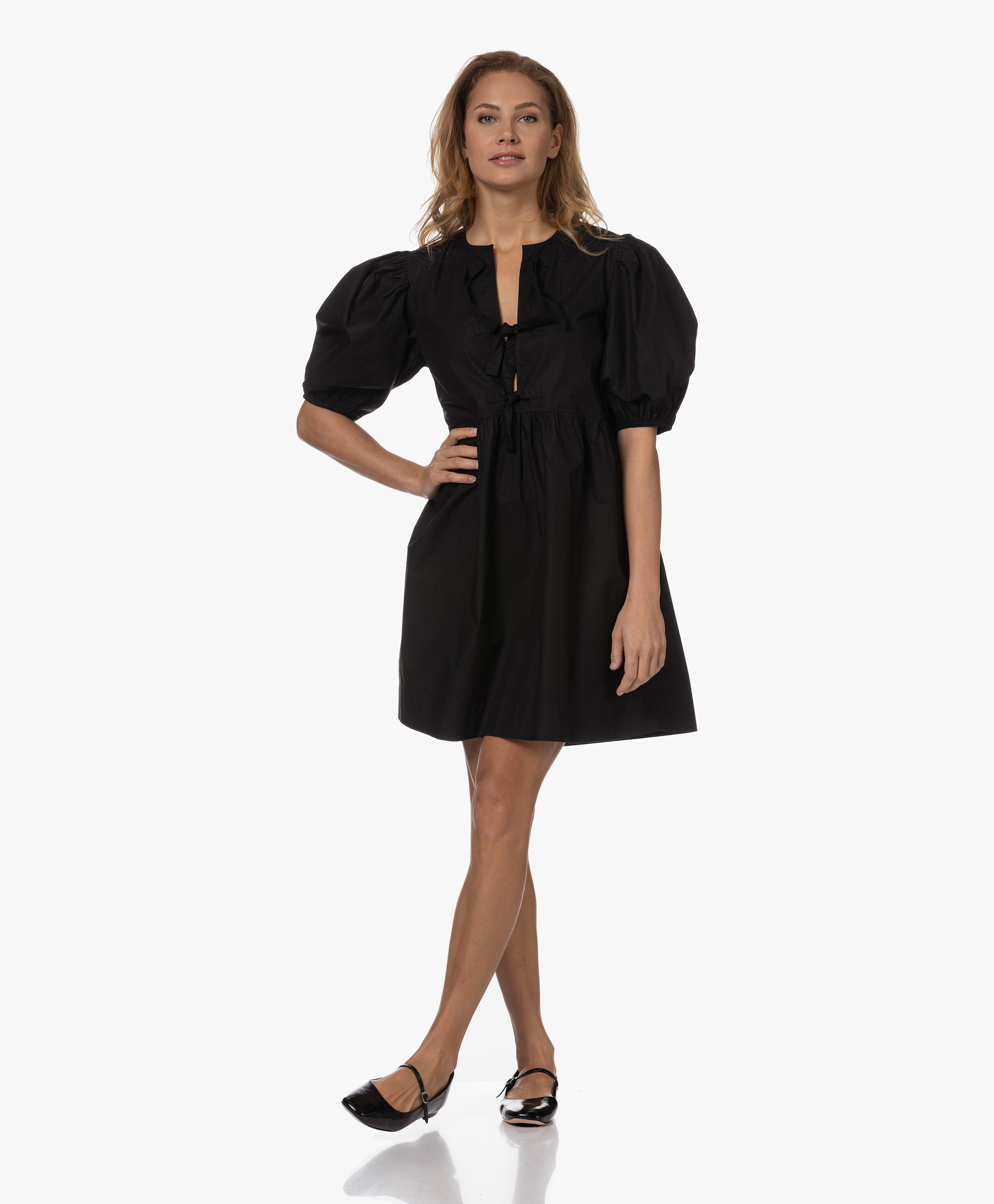 Poplin Tie Mini Jurk