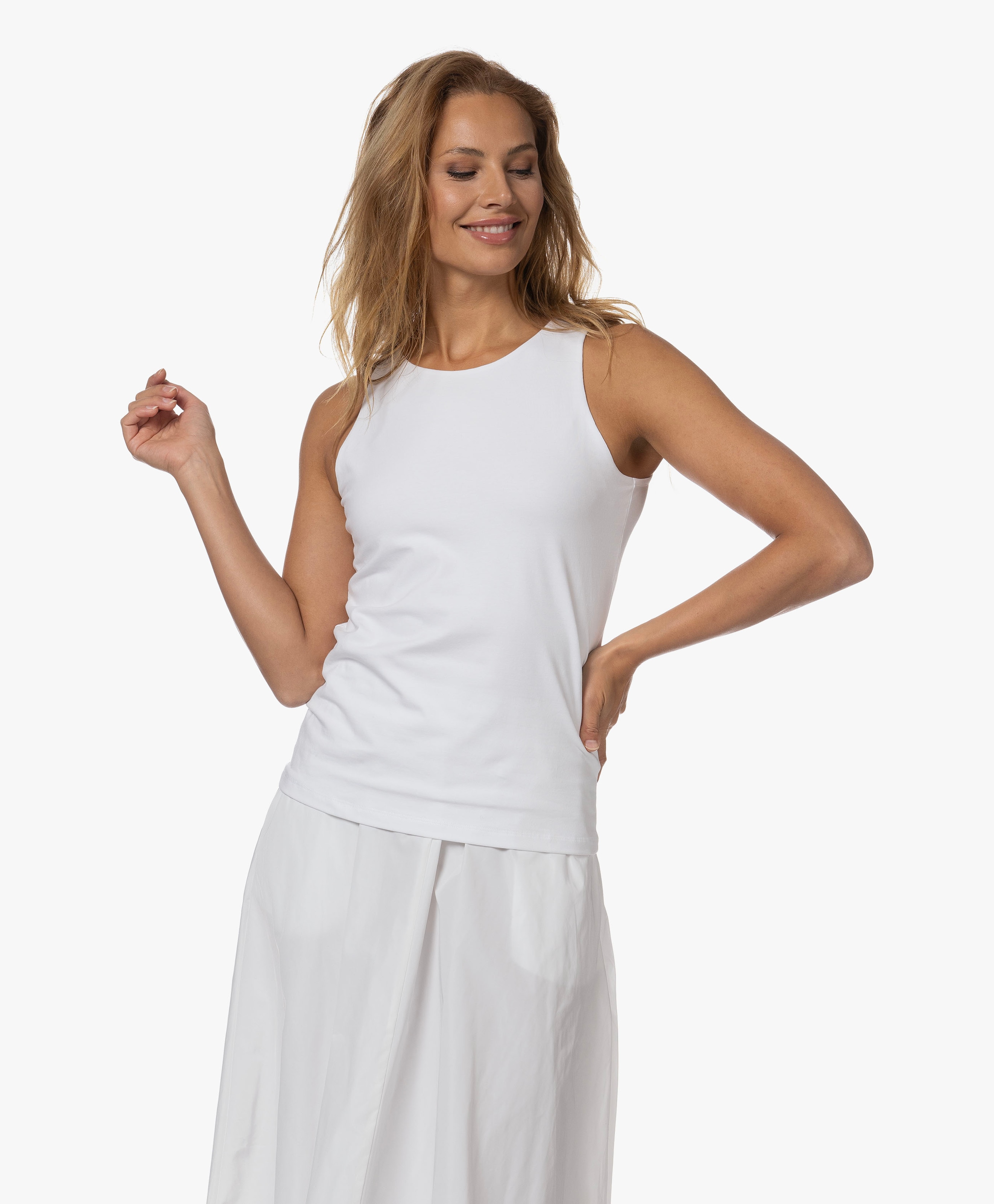 Dubbellaagse Stretch-Katoenen Top