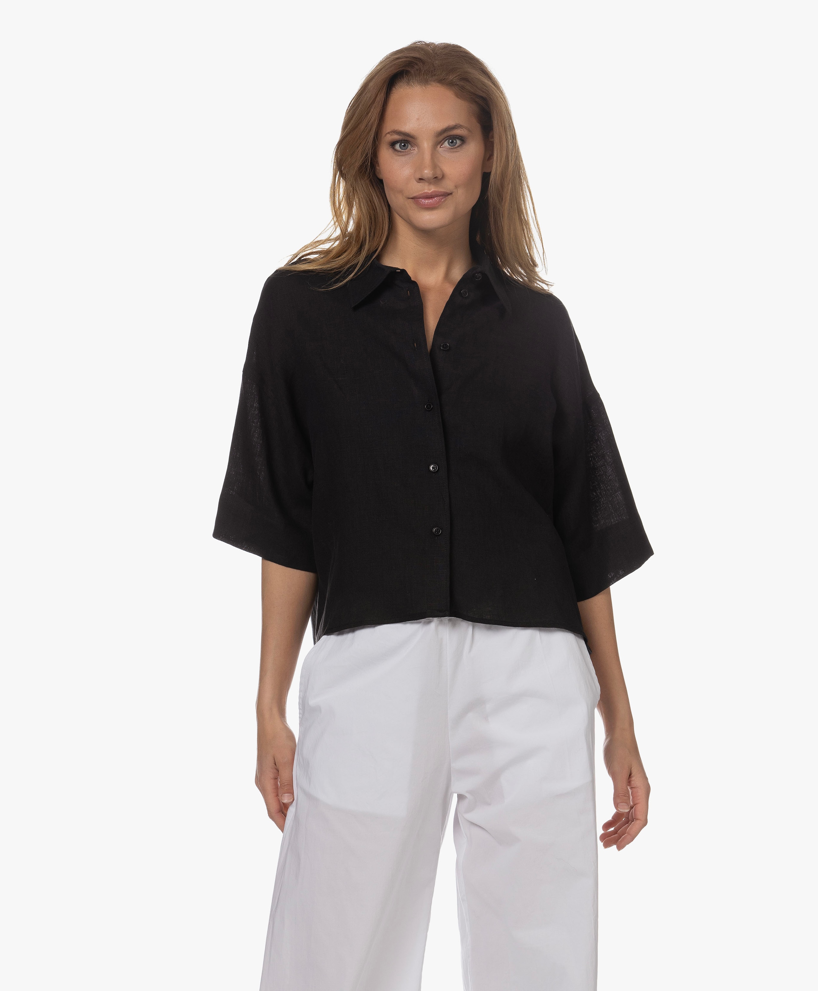 Yarika Cropped Linnen Overhemd