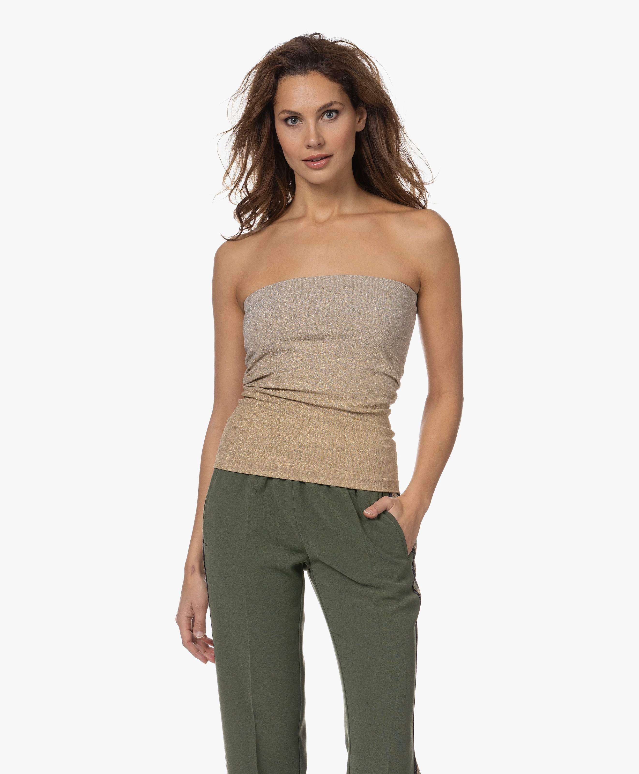 Strapless Fading Shine Lurex Top