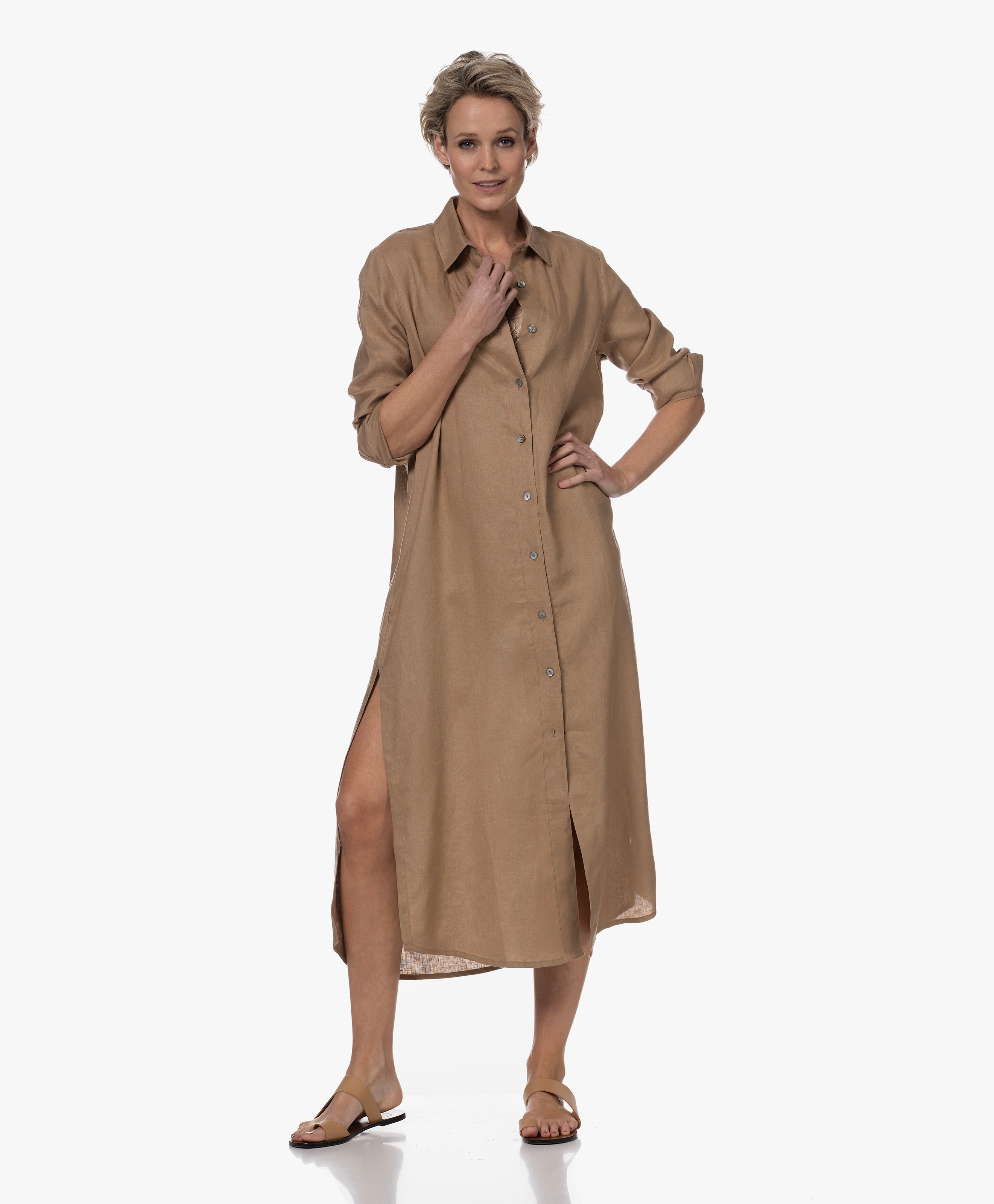 Linnen Midi Blousejurk