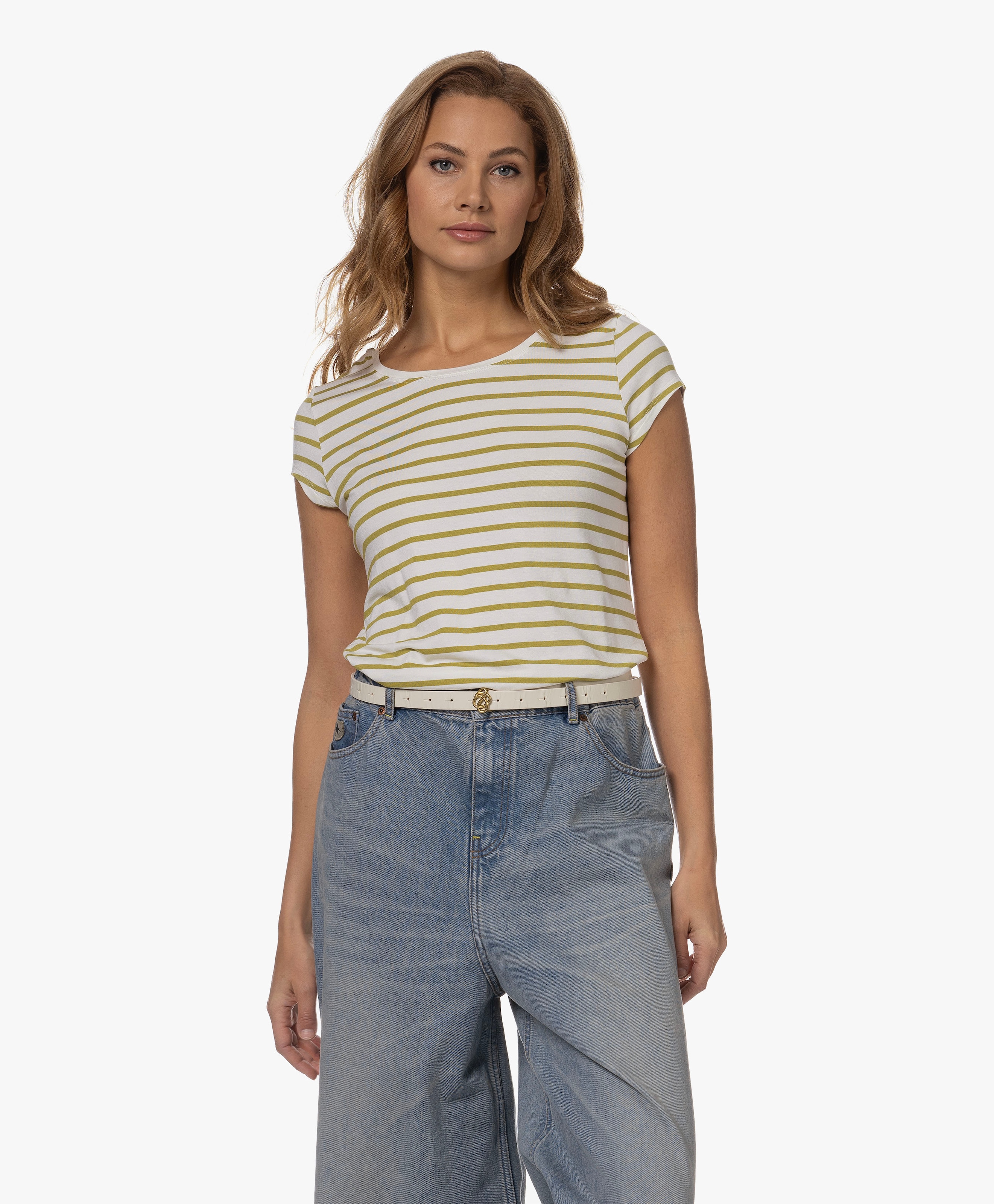 Gestreept T-shirt met Kapmouwen