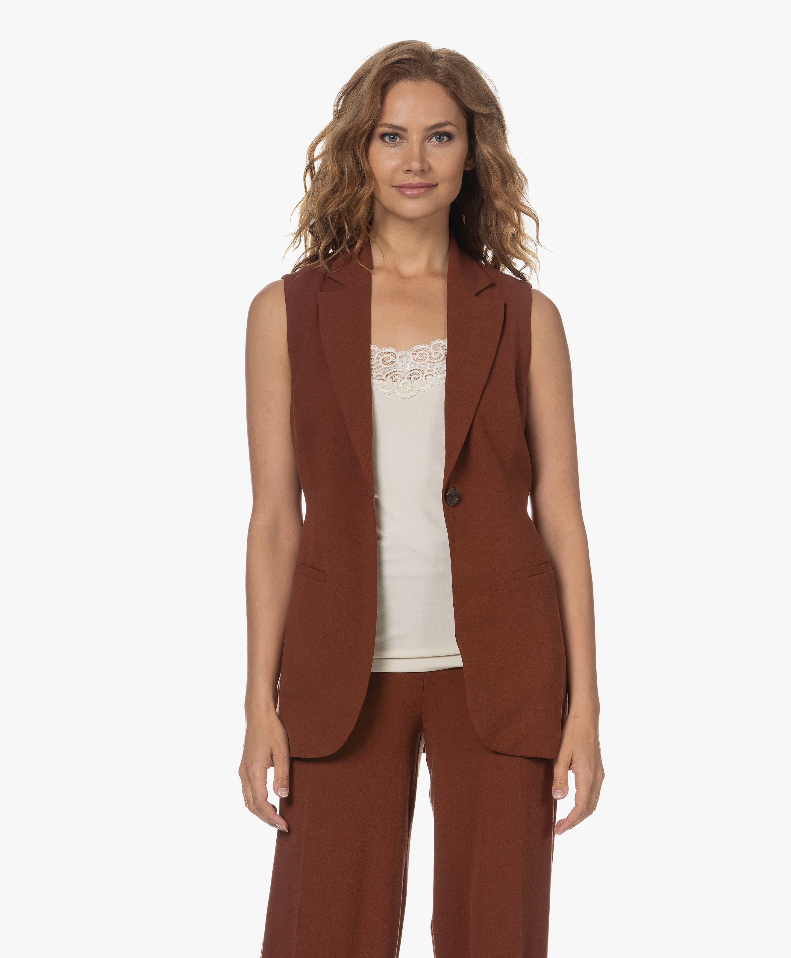 Lais Mouwloze Crêpe Blazer