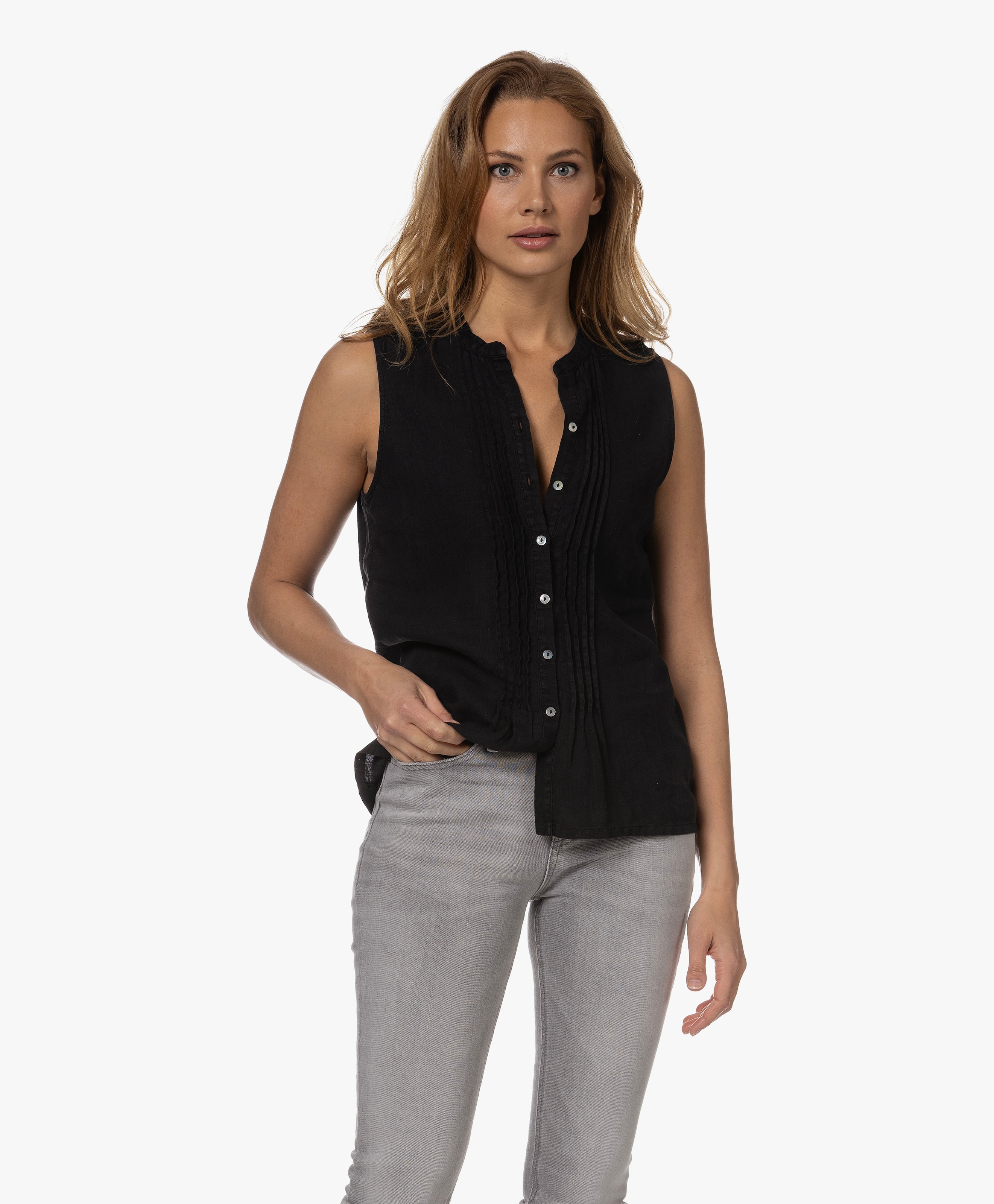 Sailor Mouwloze Linnen Blouse