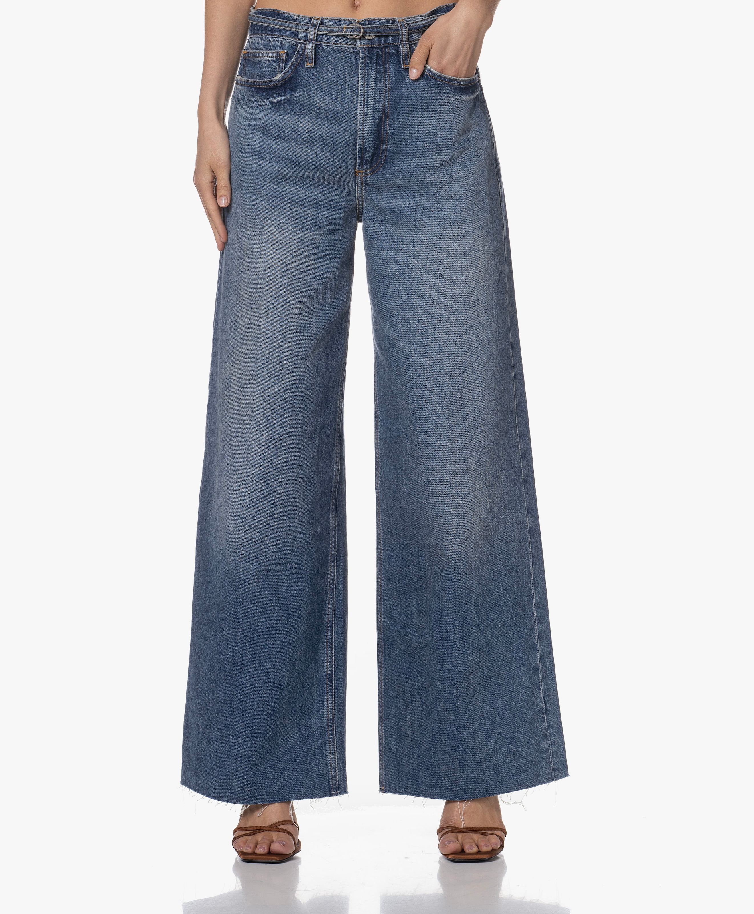 High Rise Baggy Jeans met Wijde Pijpen