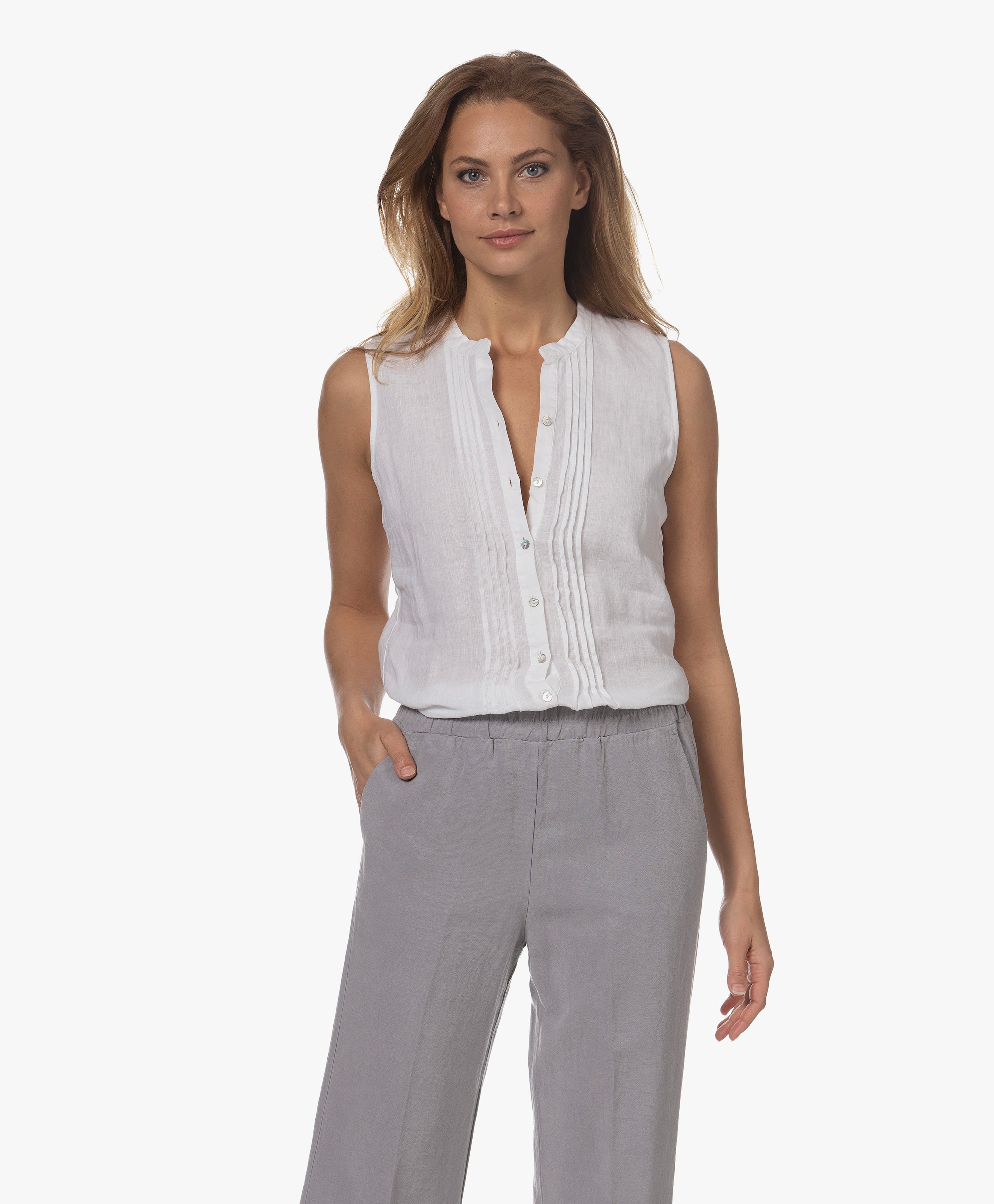 Sailor Mouwloze Linnen Blouse