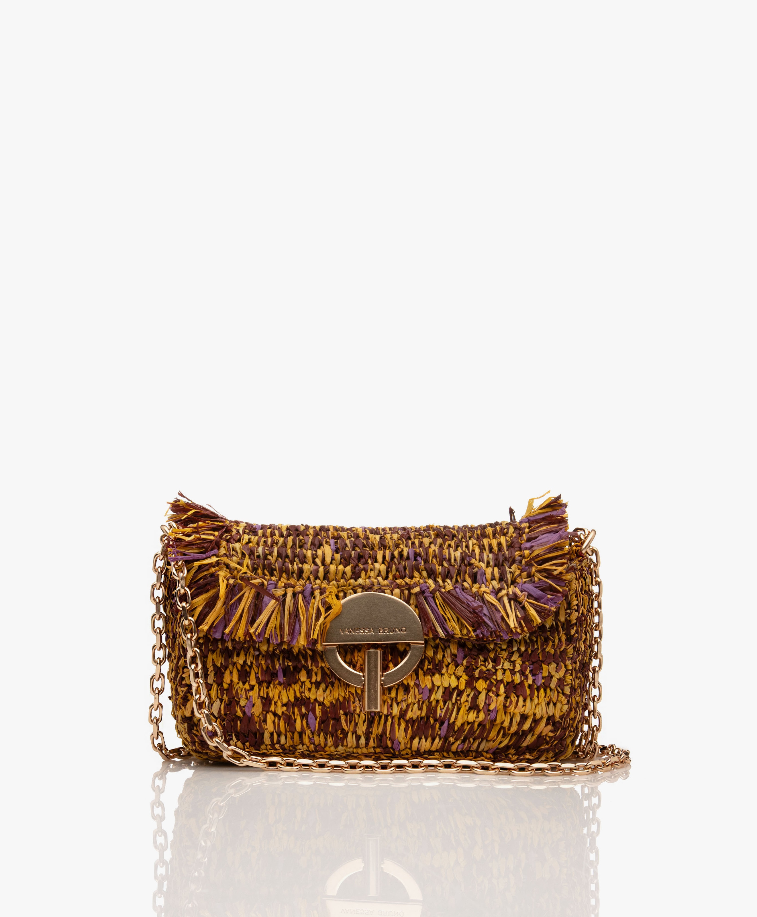 Nano Moon Braided Raffia Shoulder Bag