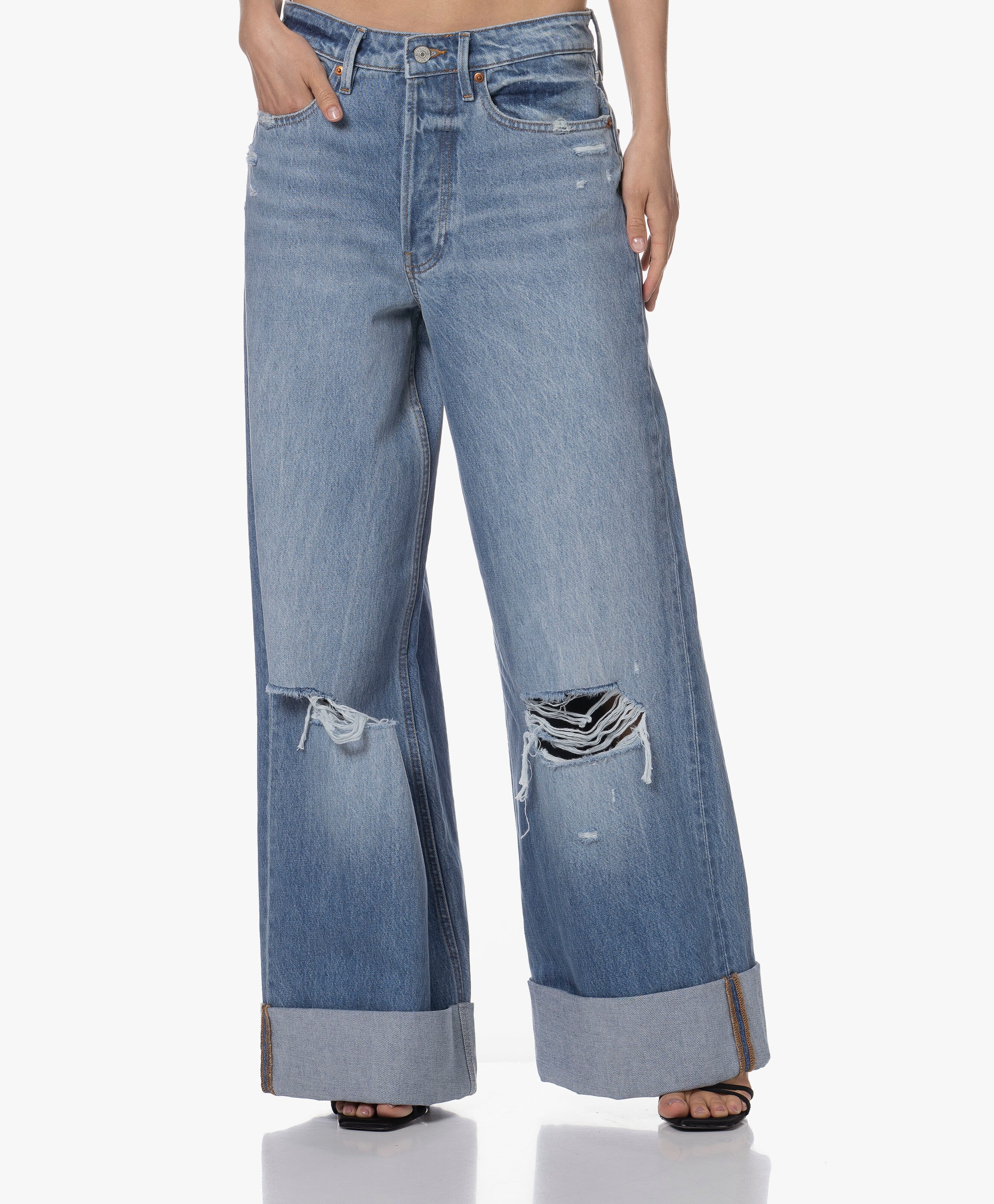 Yayoi Distressed Wijde Jeans