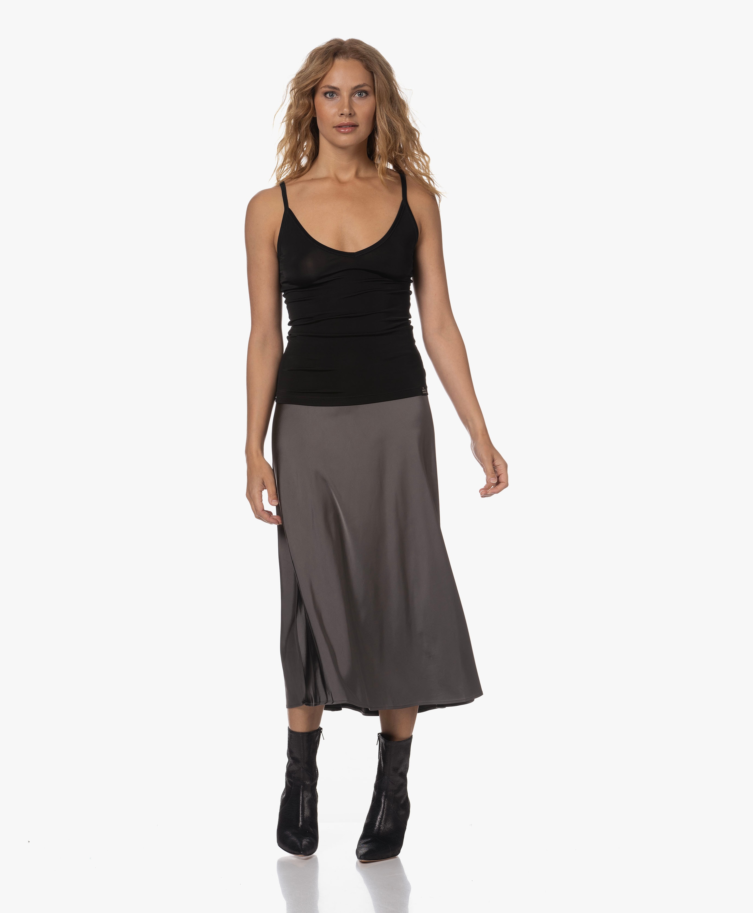 Babe Stretch Satijnen Midi Rok