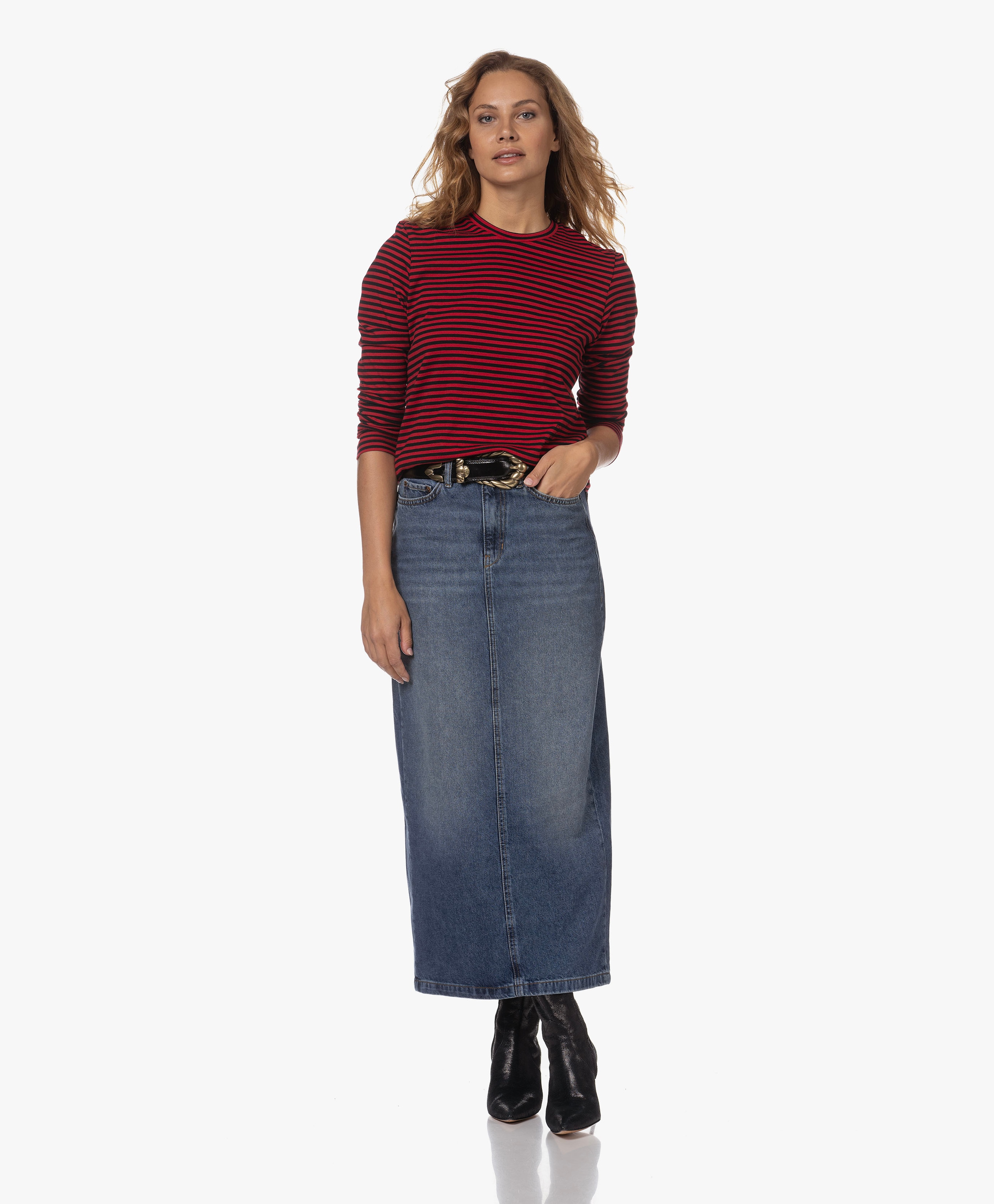 Gestreepte Longsleeve met Ronde Hals
