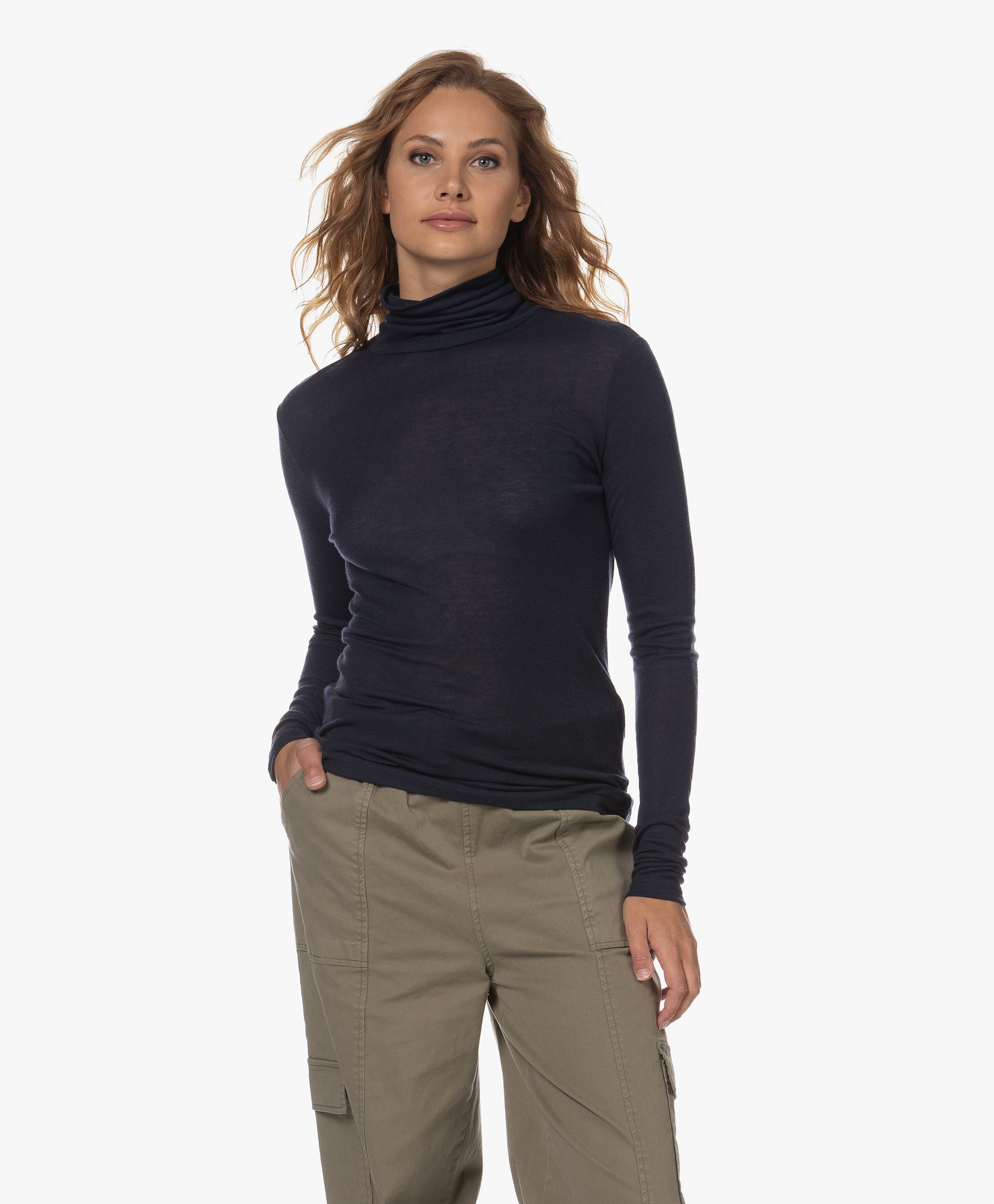 Lyocell-wolmix Slub Jersey Colshirt