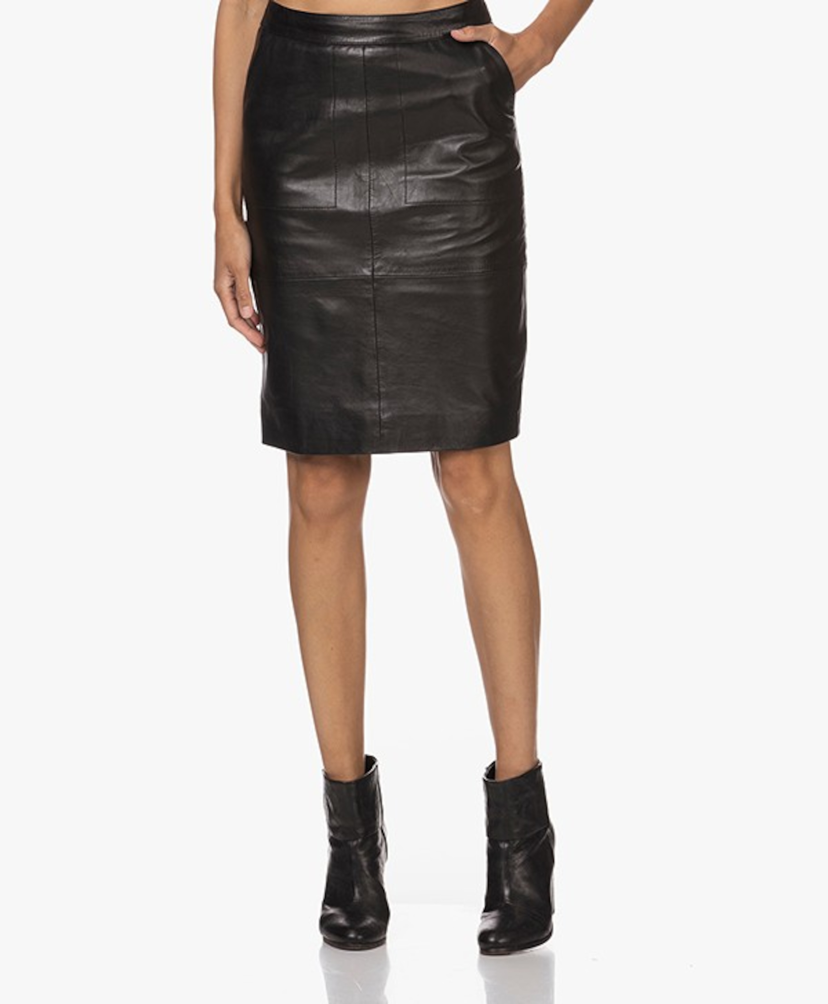 Knielange Leren Rok