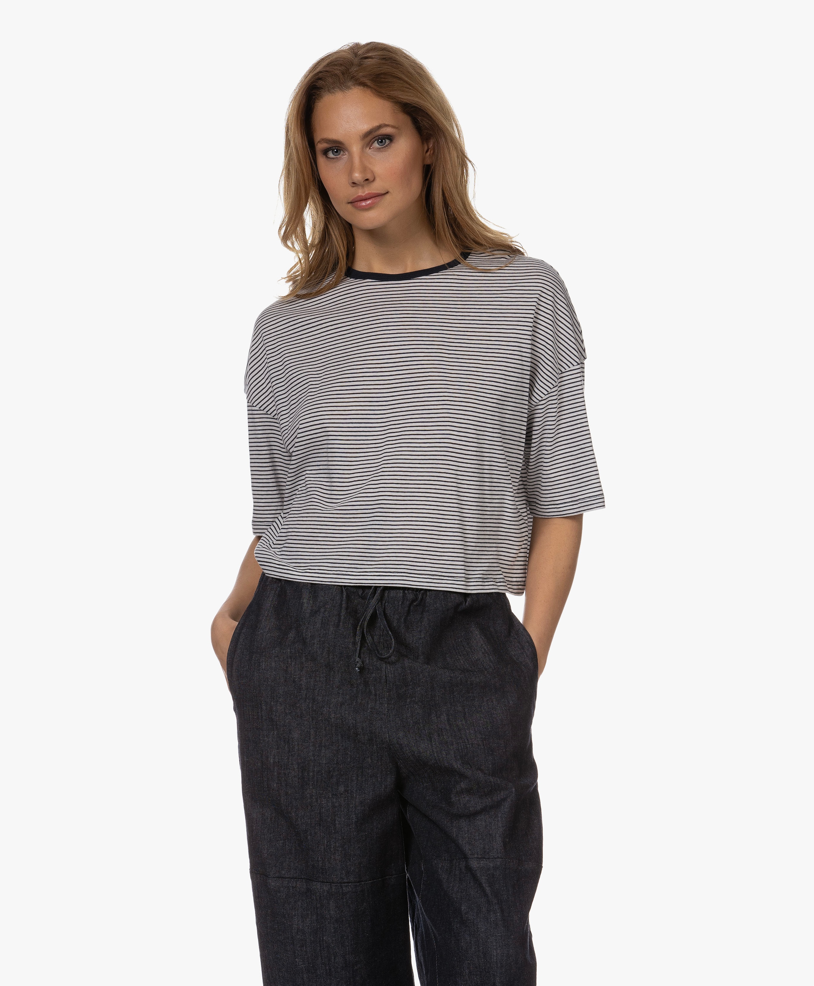 Gestreept Cropped T-shirt