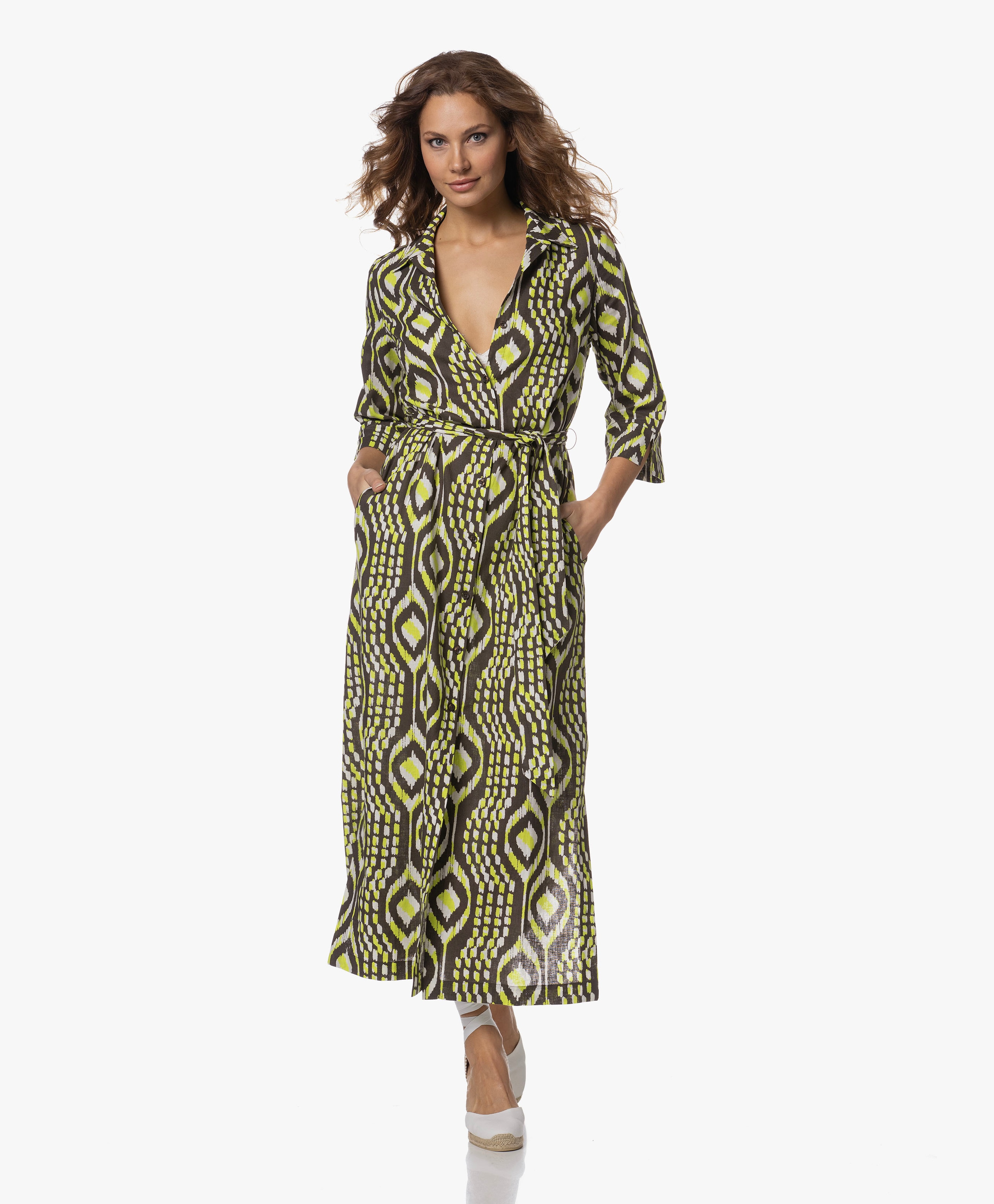 Martine Lange Linnenmix Print Blousejurk