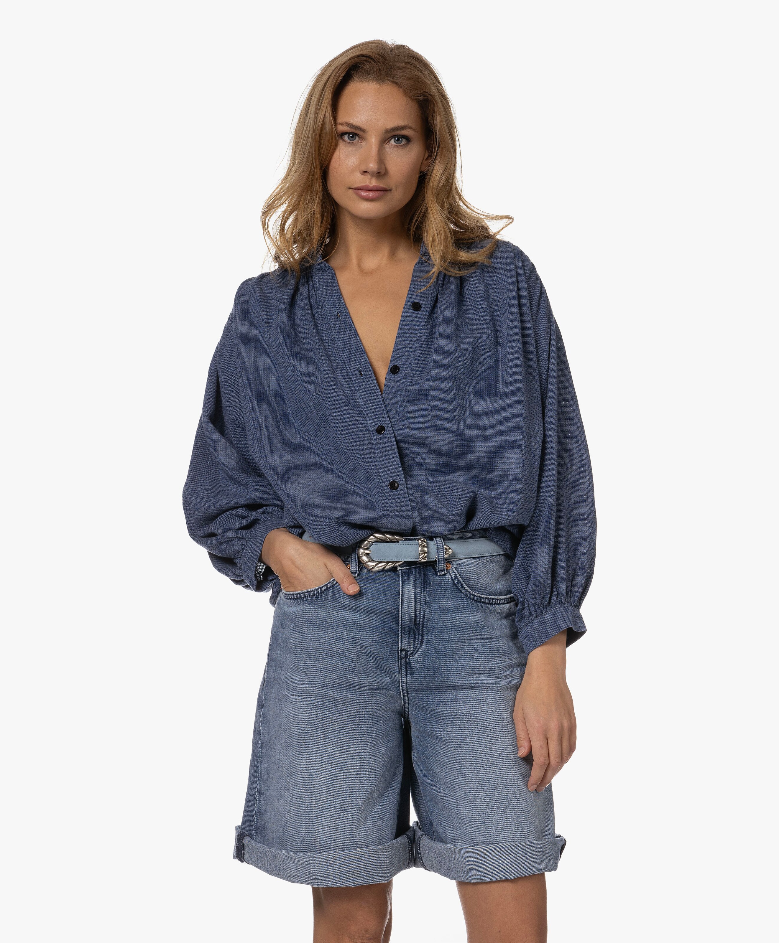 Denim Balloon Blouse