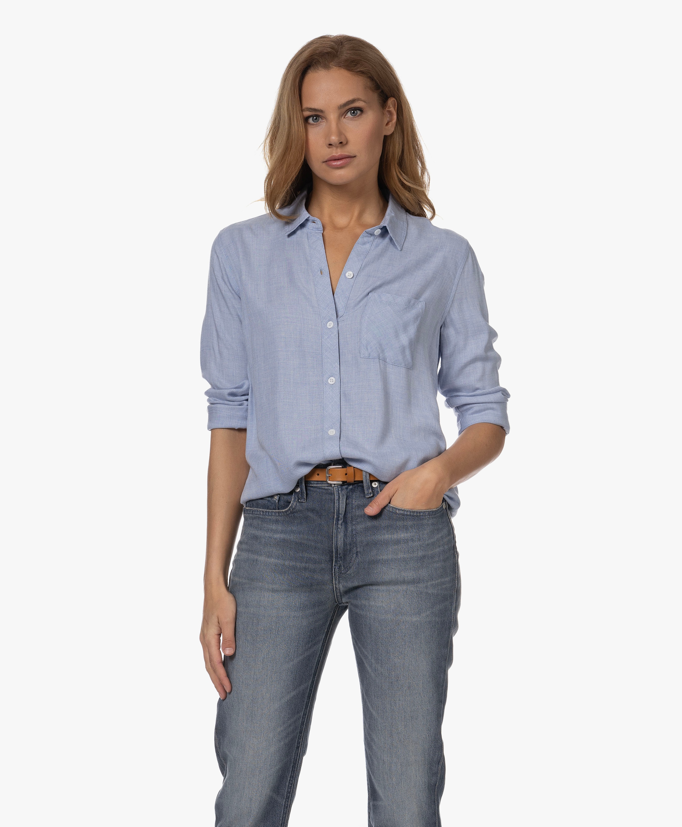 Hunter Viscose Blouse met Ingeweven Ruit