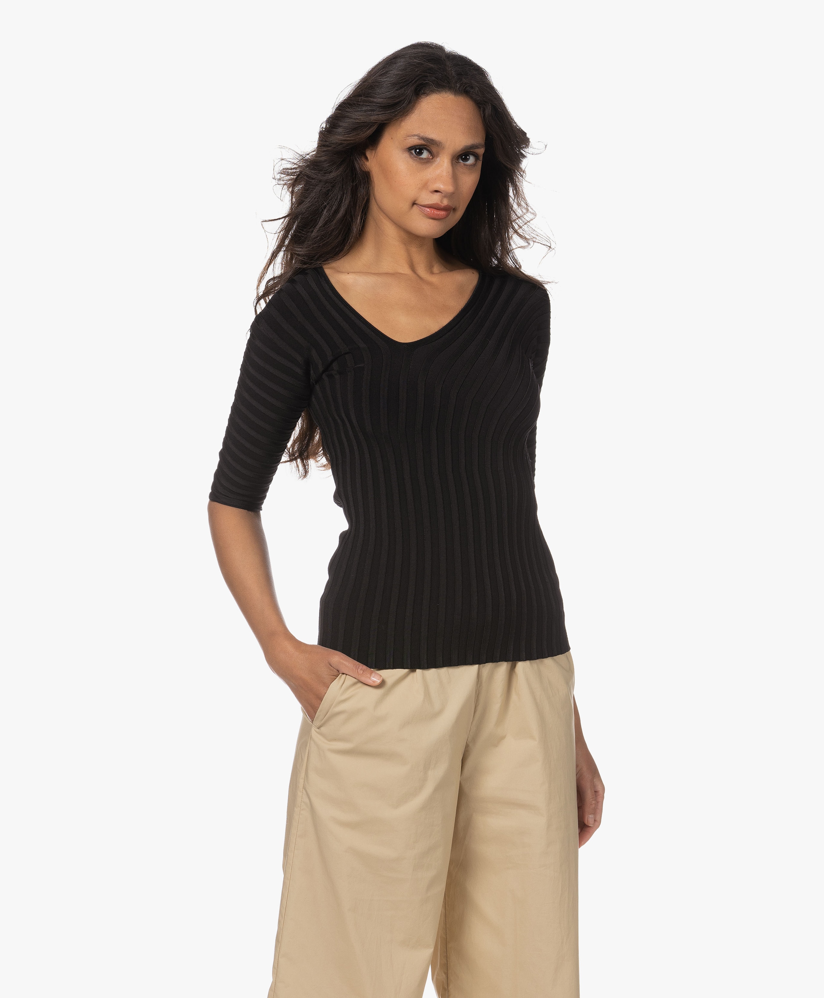 Ivena Assymetrisch Rib T-shirt