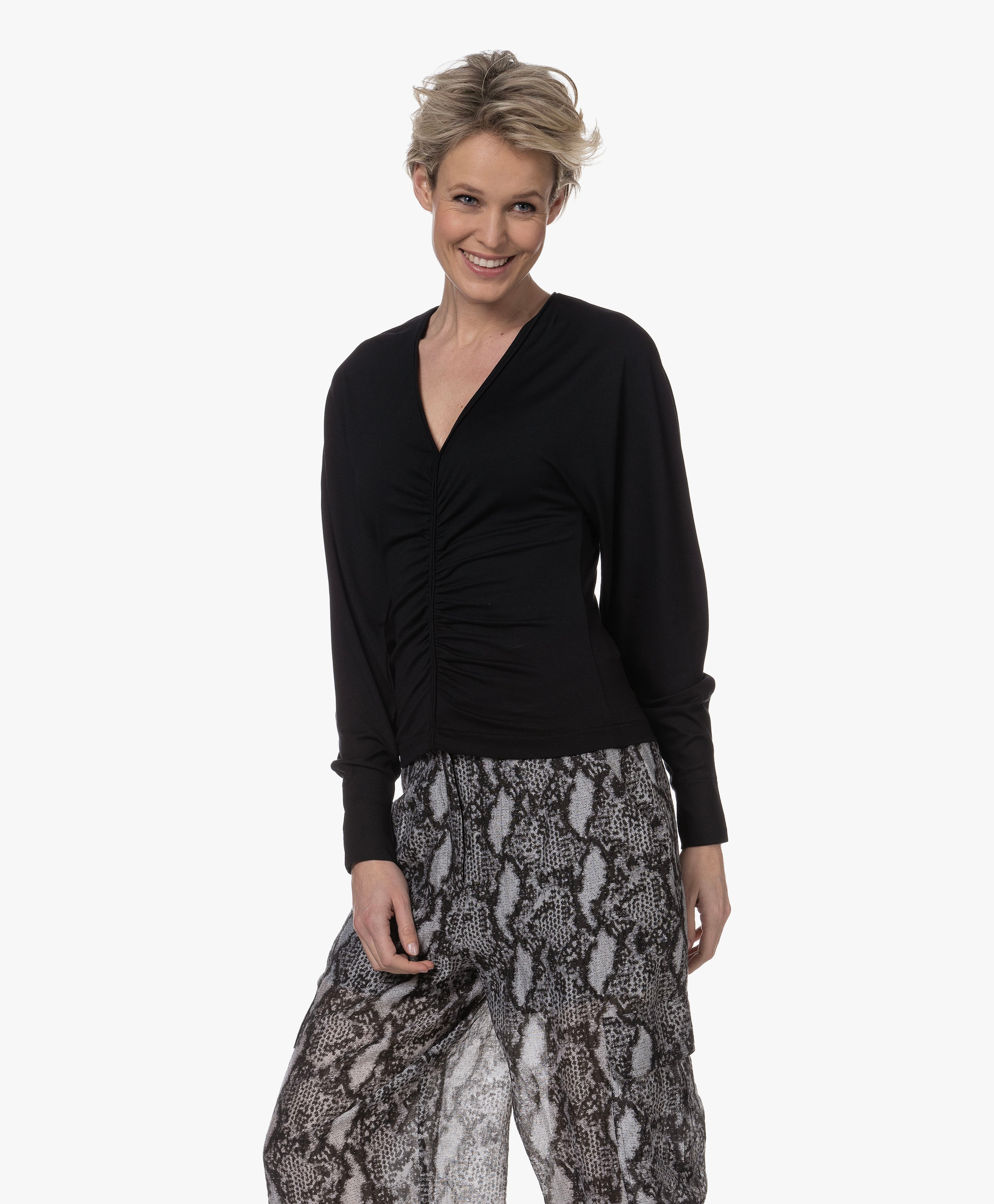 Nasra Blousetop Met Rimpel Effect