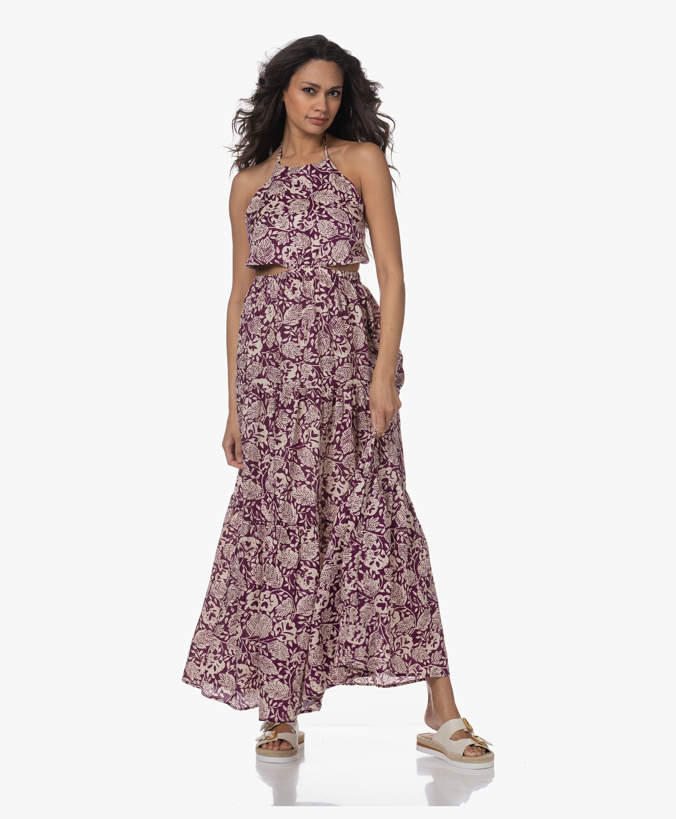 Costa Halterjurk met Print en Cut-out