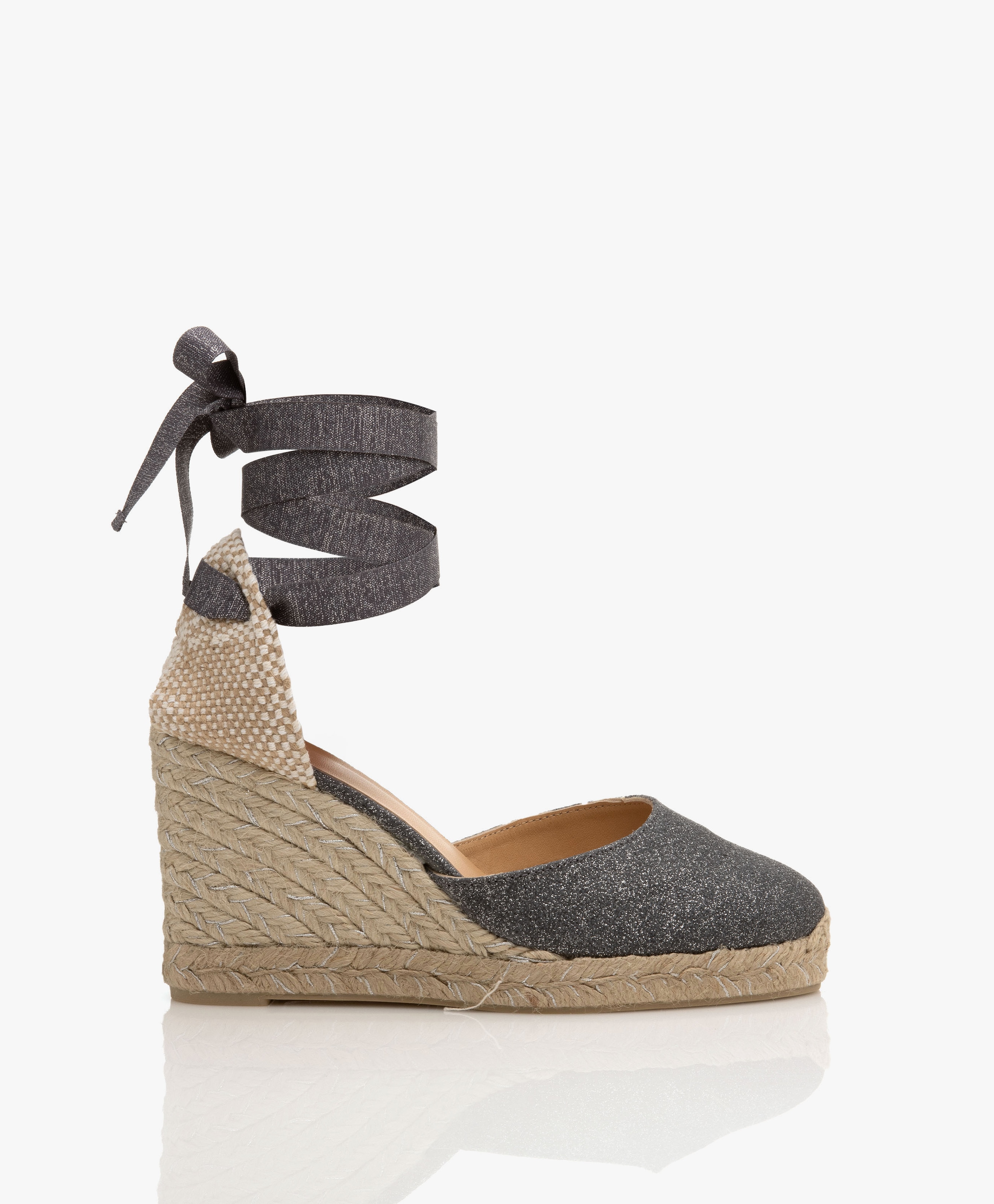 Carina 10cm Linnen Lurex Sleehak Espadrilles