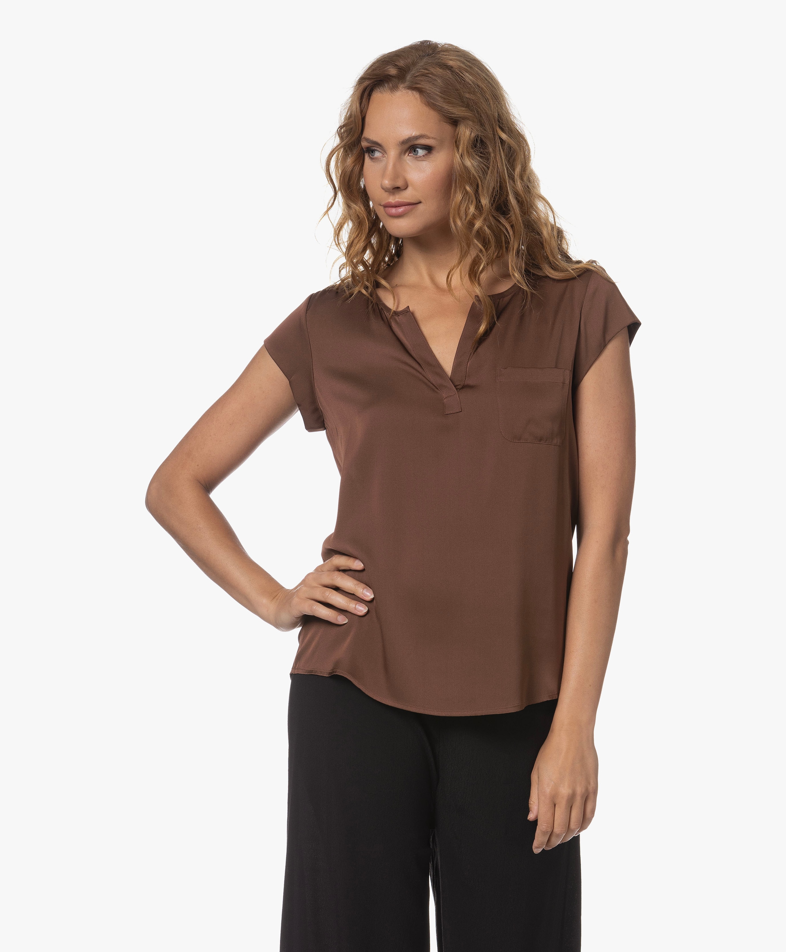 Zijden Blouse met Kapmouwen