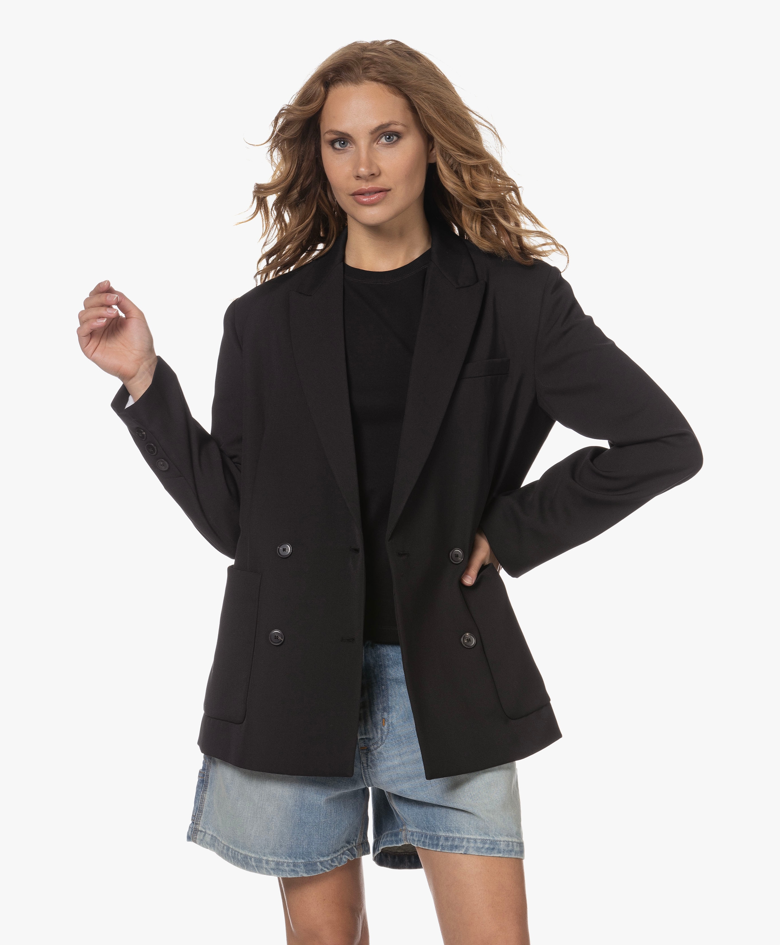 Double-breasted Twill Blazer