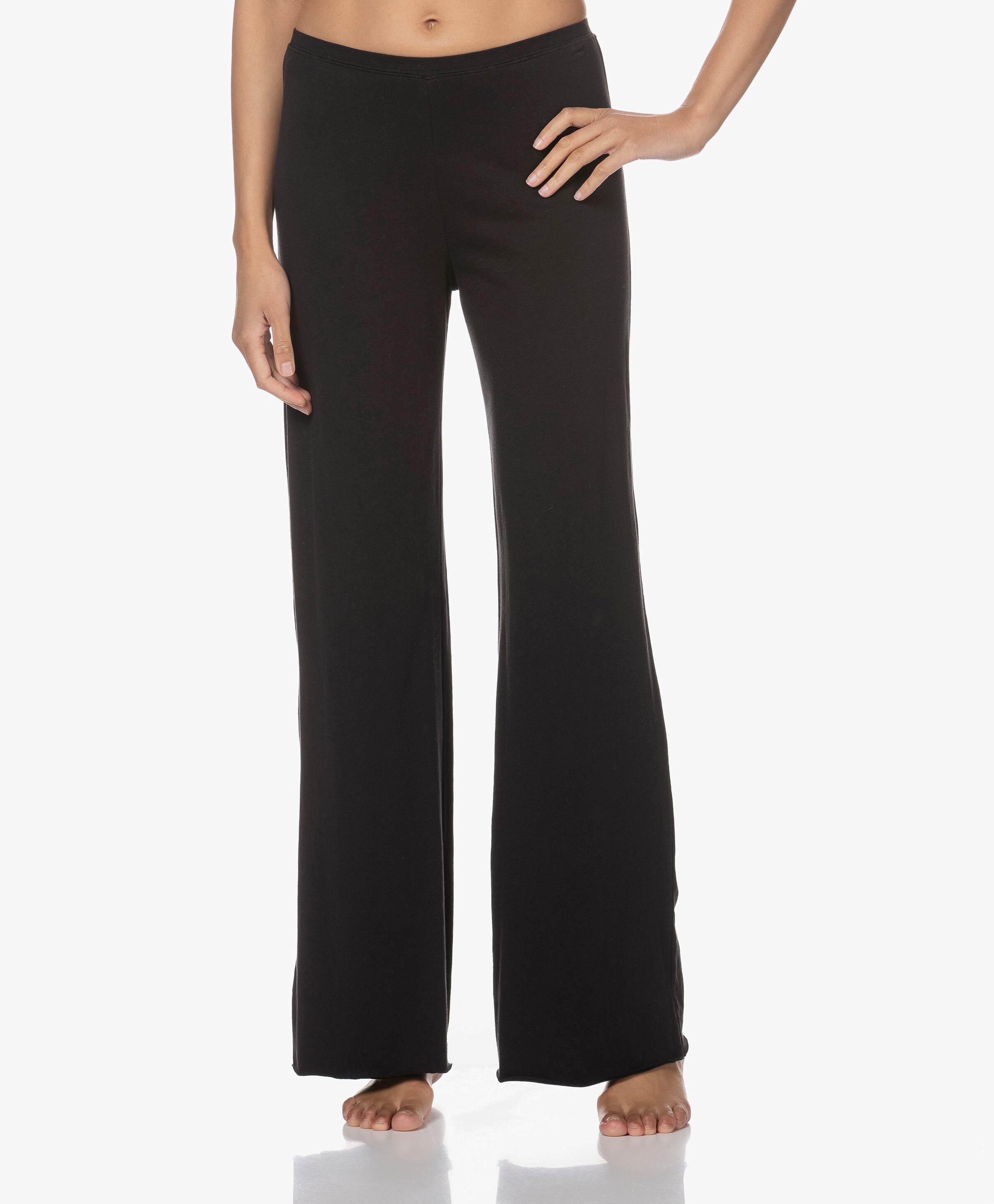 Double layered Jersey Wide Leg Pants Black