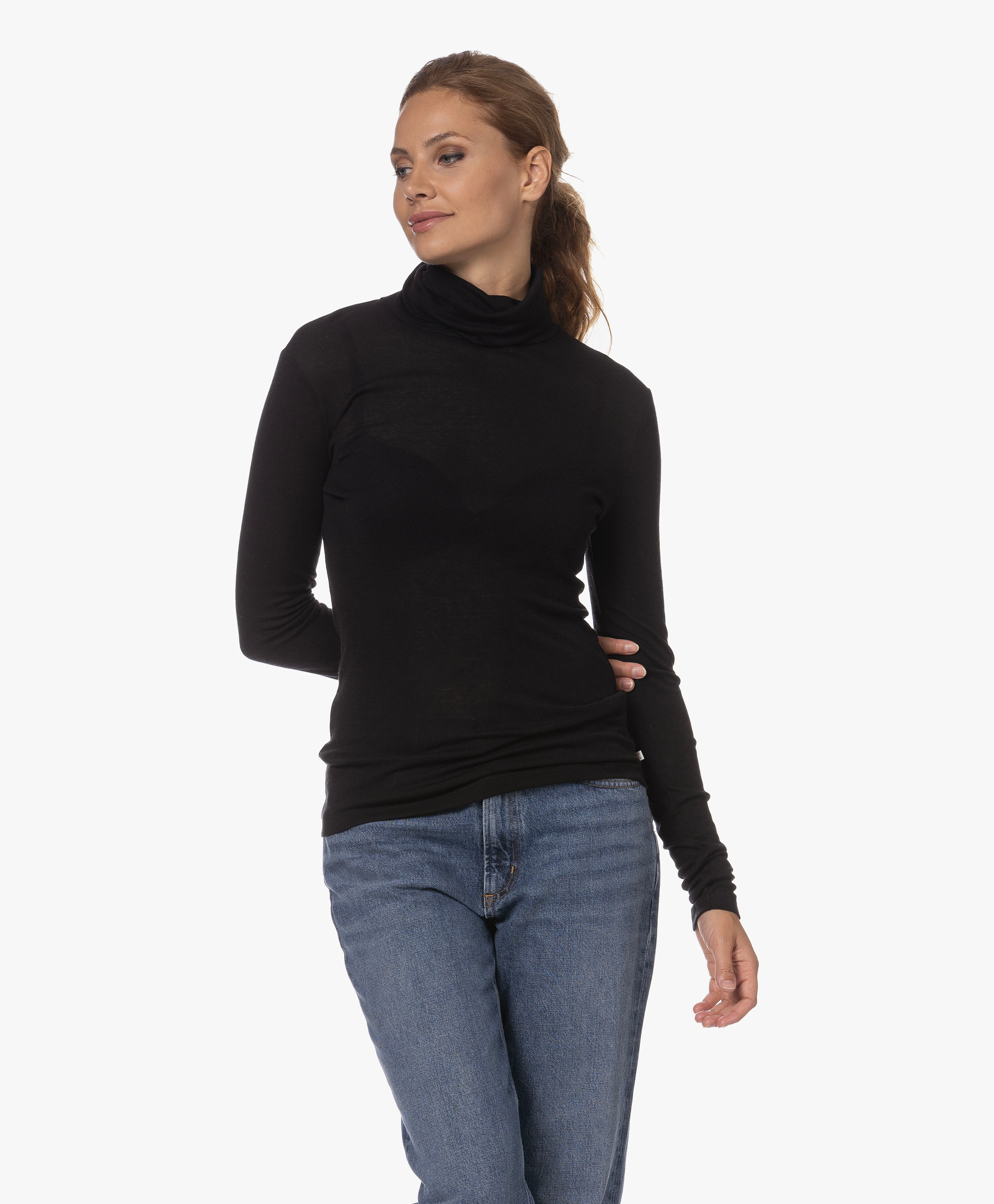 Lyocell-wolmix Slub Jersey Colshirt
