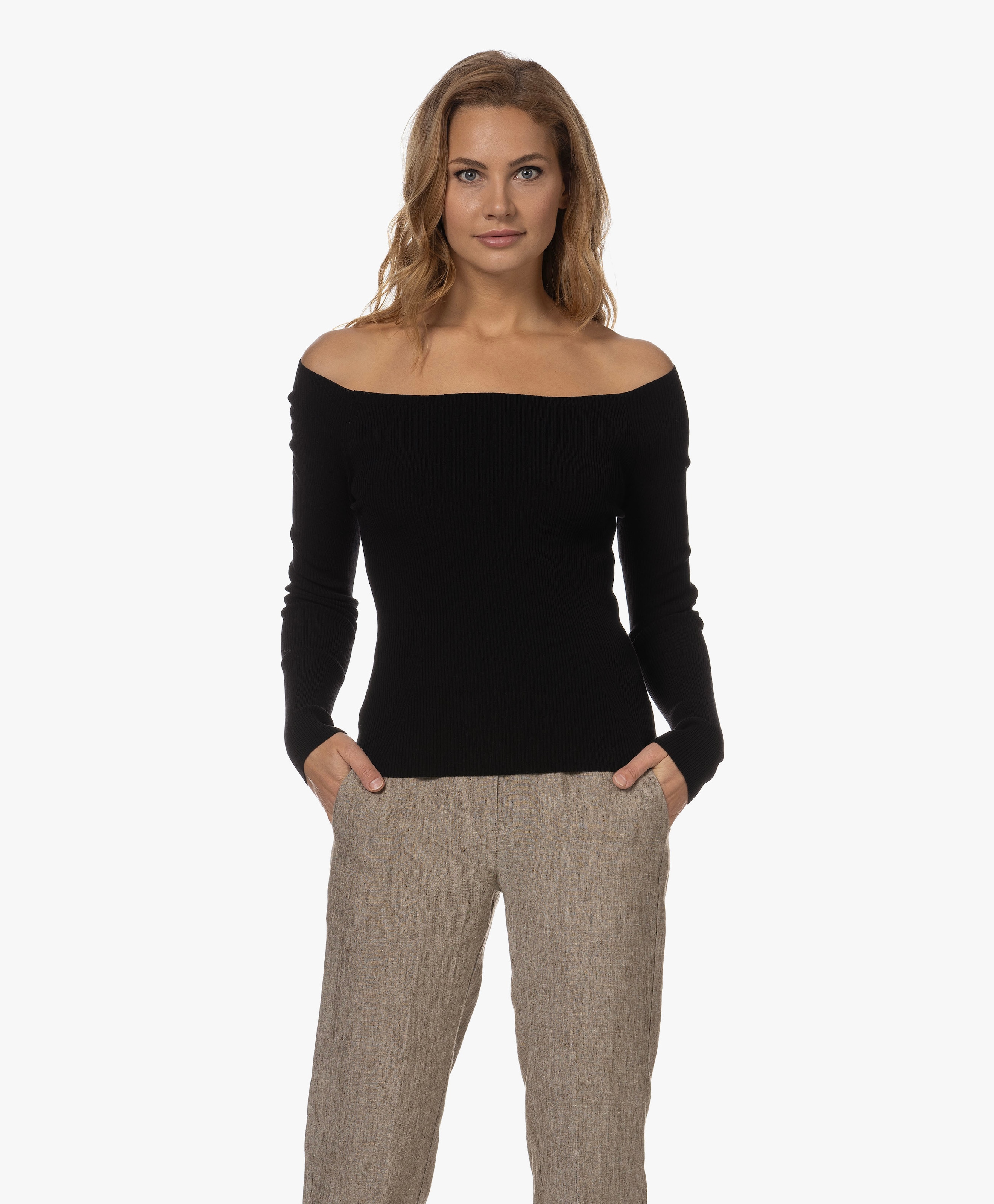 Off-the-shoulder Amayla  Trui van Katoenmix