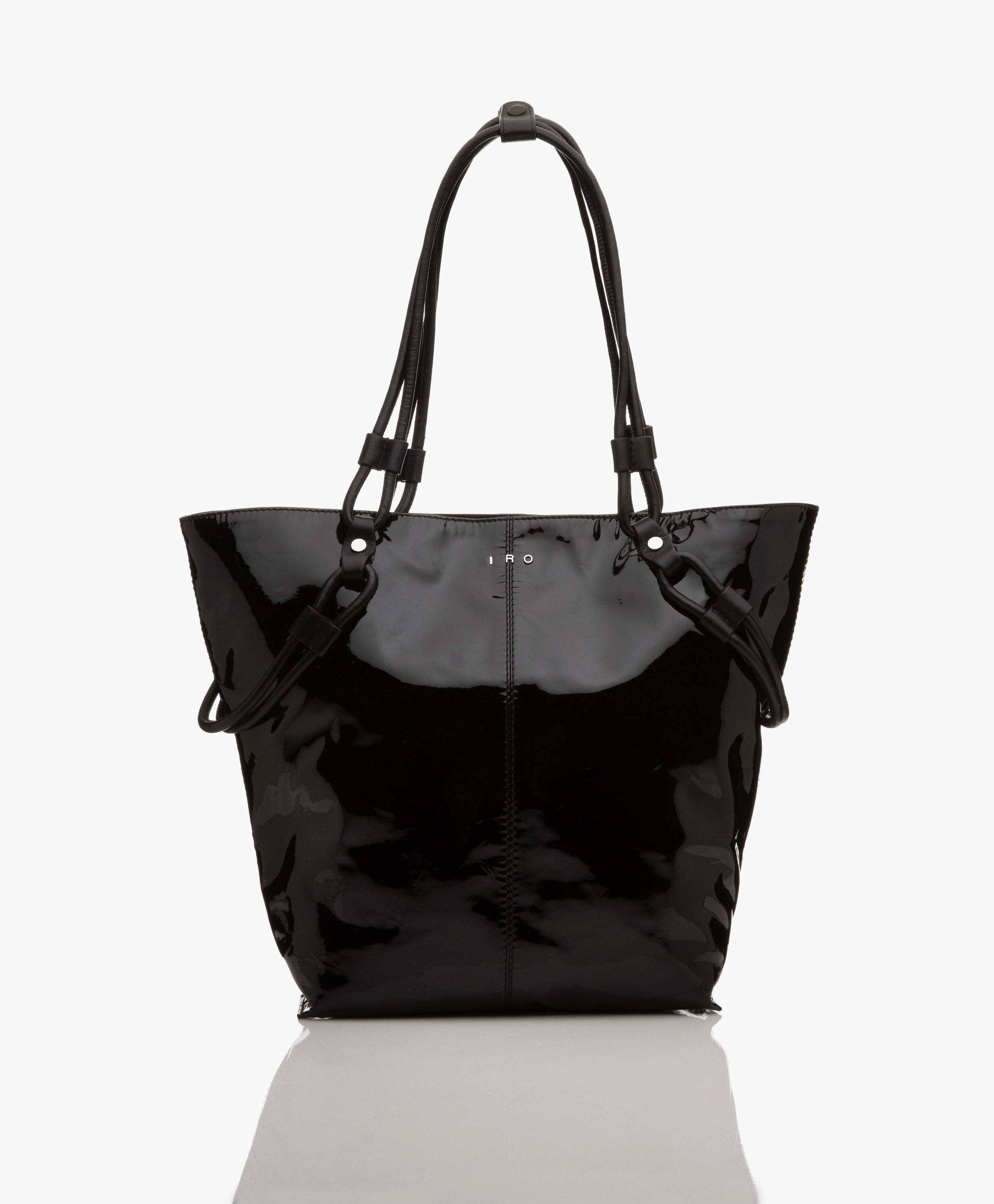 Black patent leather tote bag deals