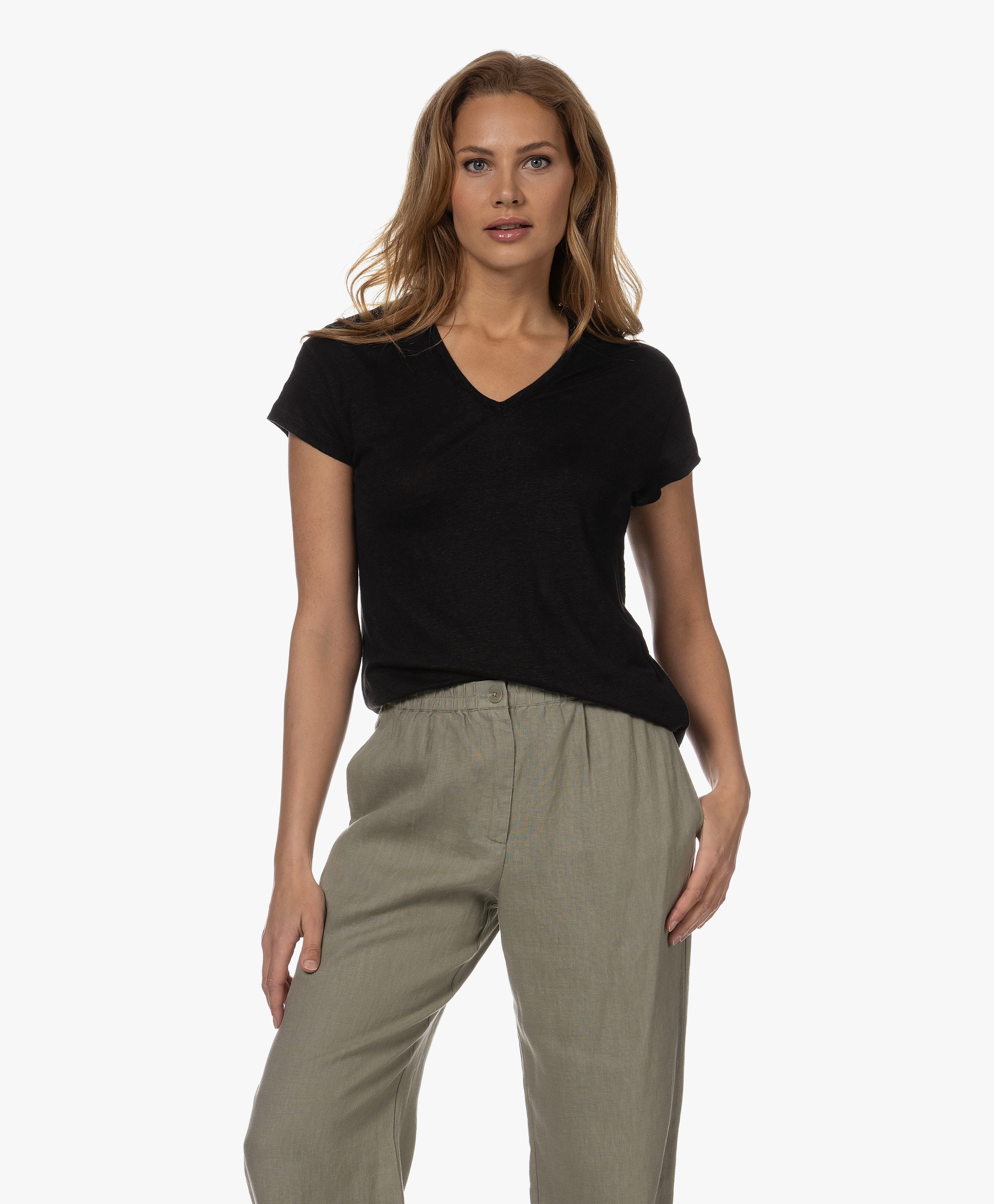 Simone Linnen V-hals T-shirt