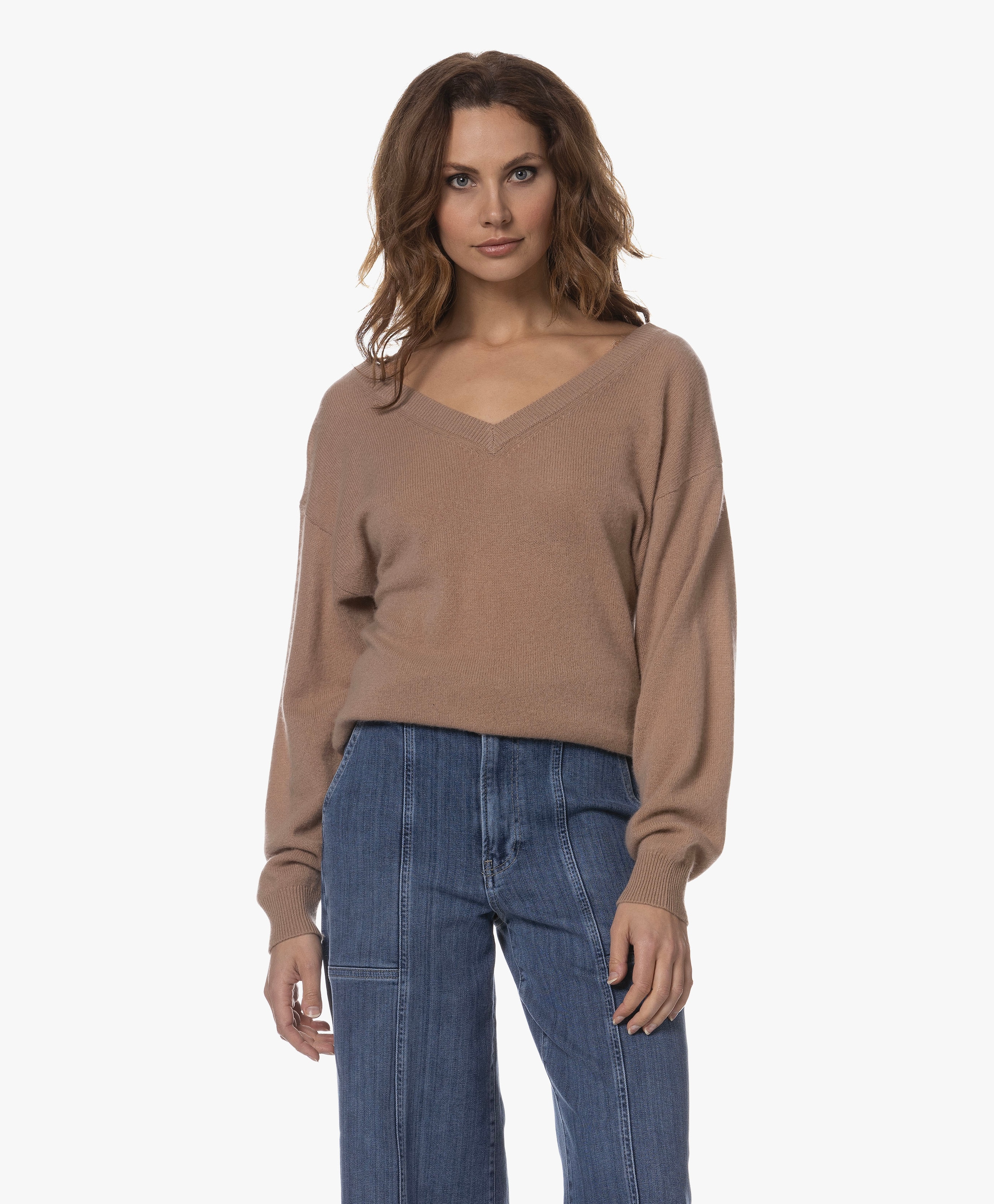 Lilou Cashmere Trui met Dubbele V-hals