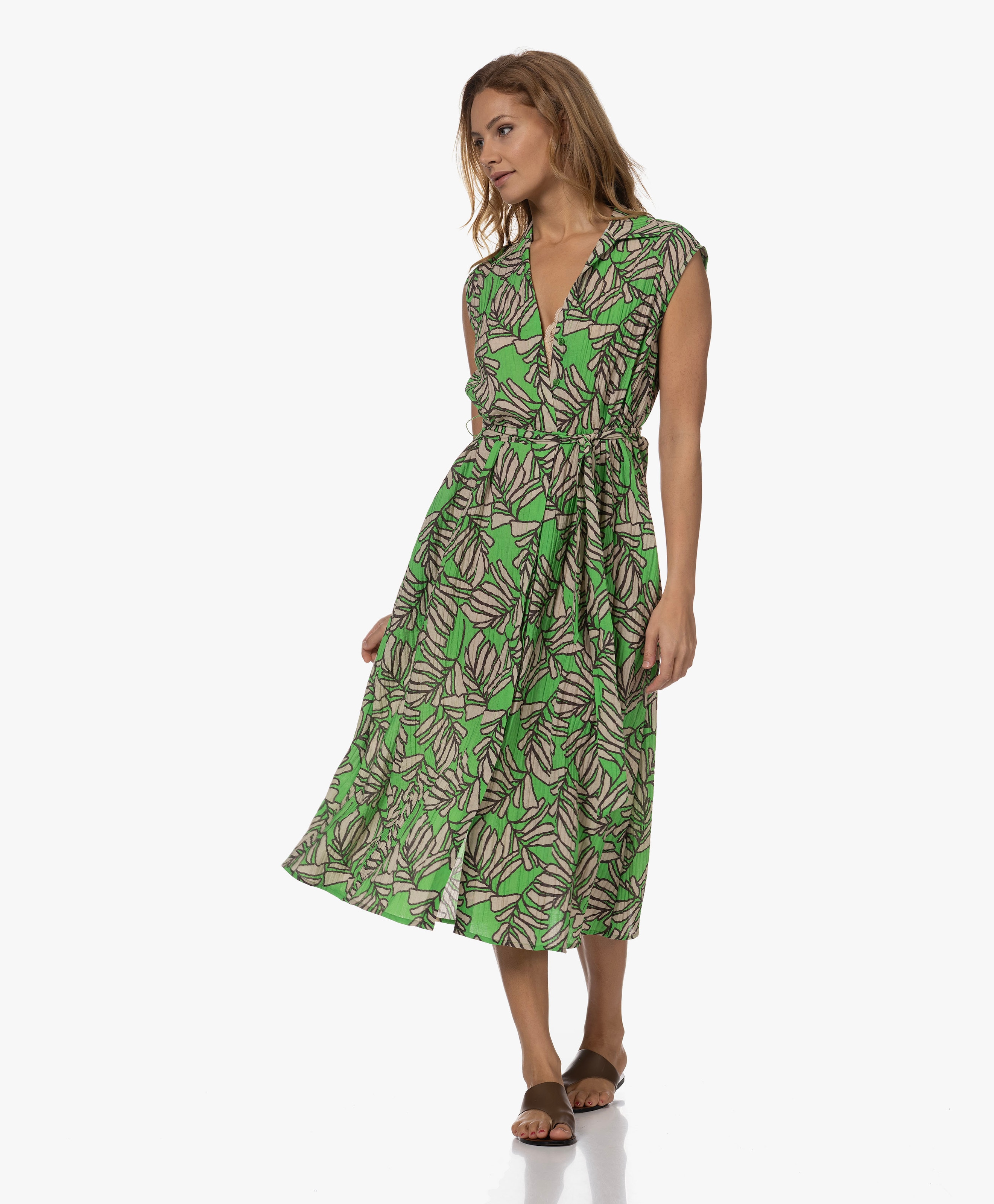 Suki Long Sleeveless Dress  with Branch Print