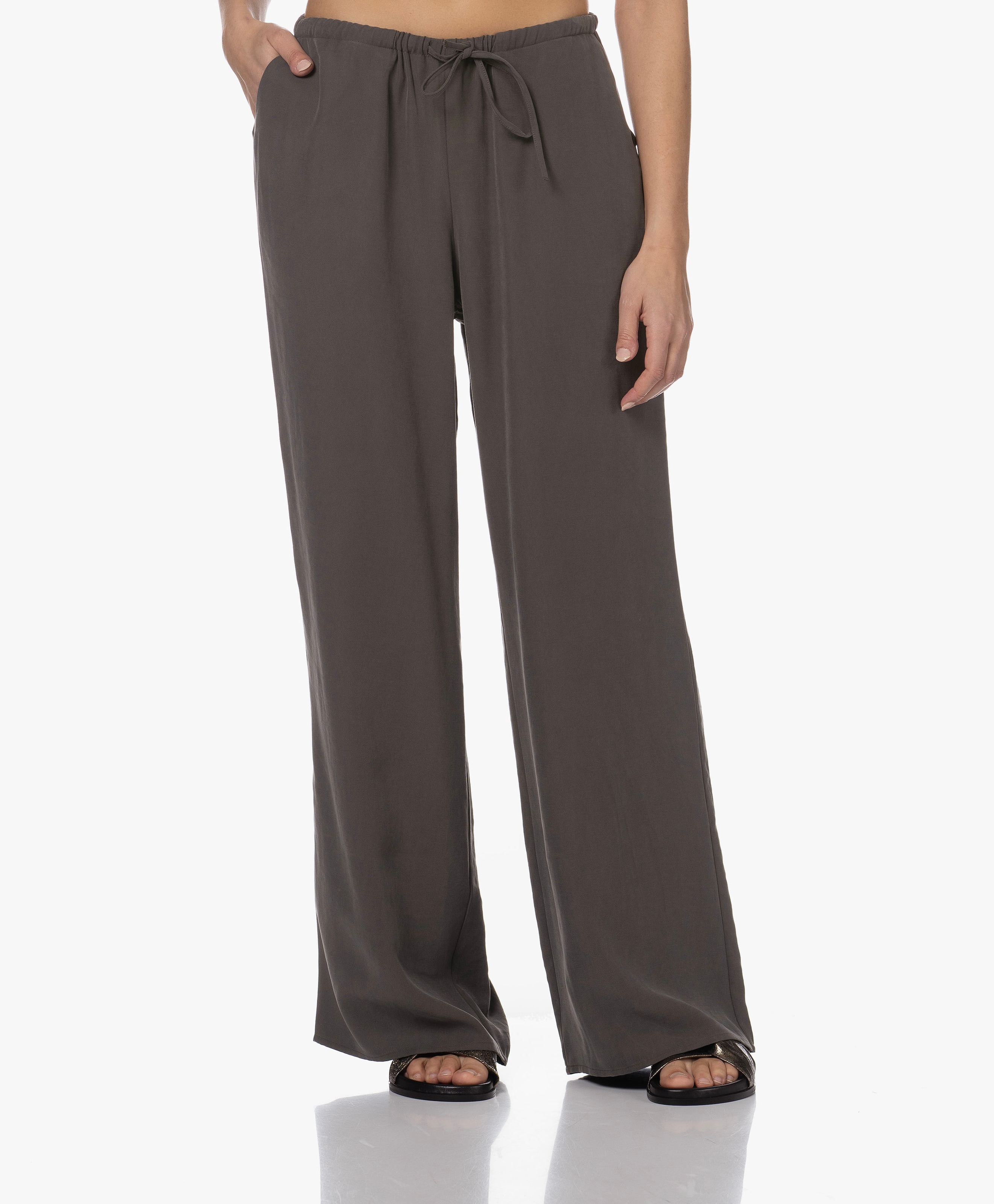 Peach Viscose Wijde Pijpen Broek