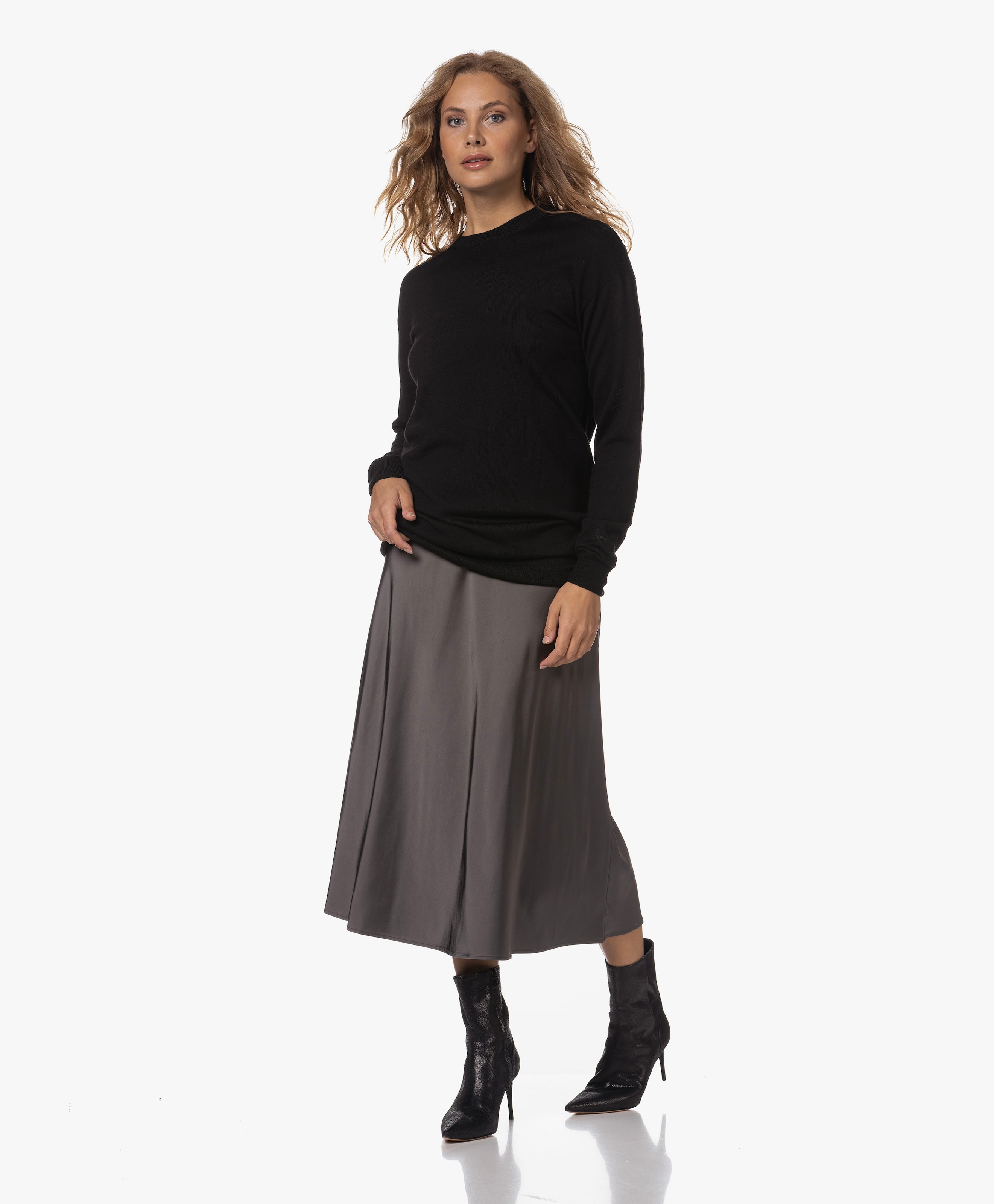 Babe Stretch Satijnen Midi Rok