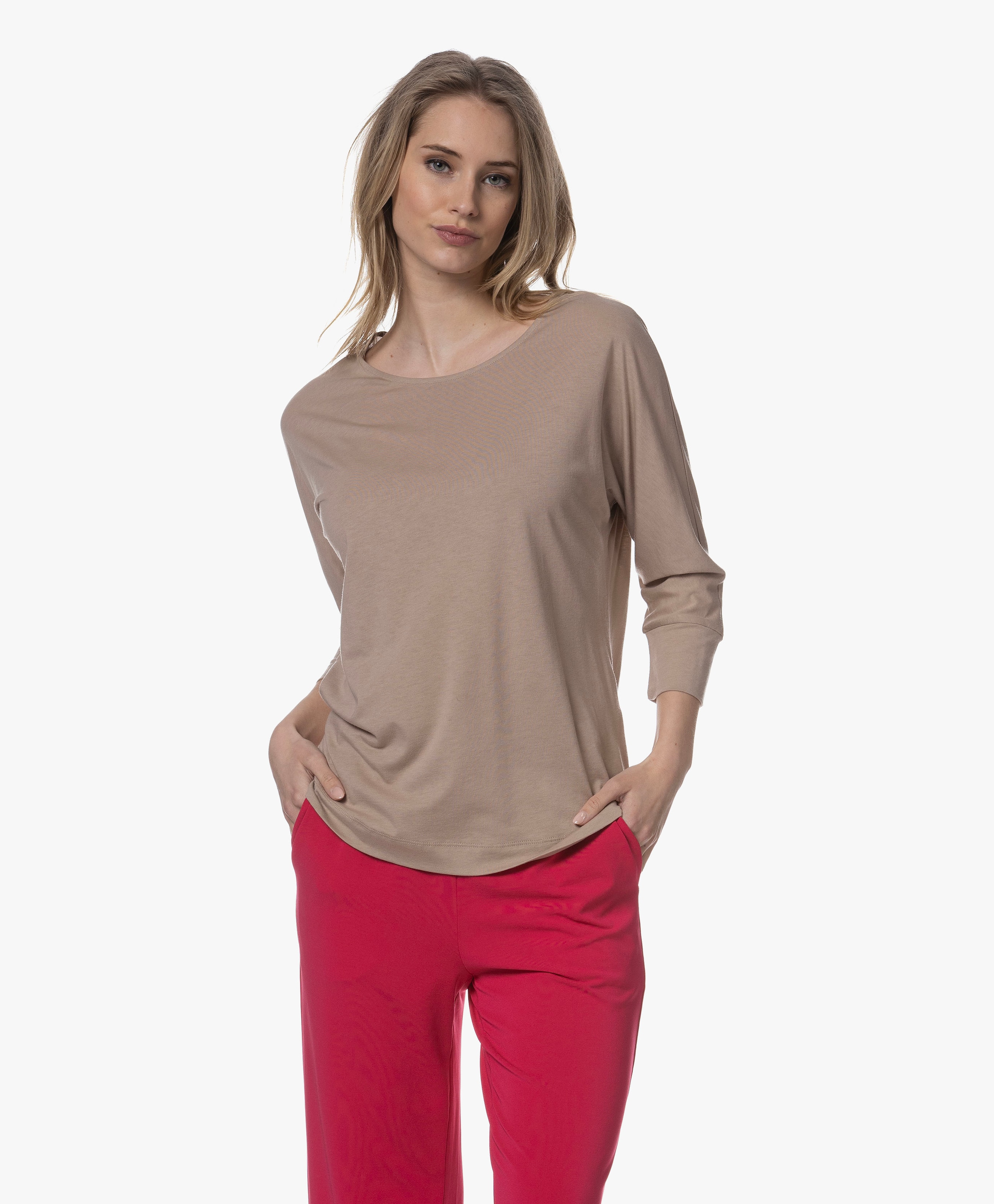 Lyocell en Katoen T-shirt met Cropped Mouwen
