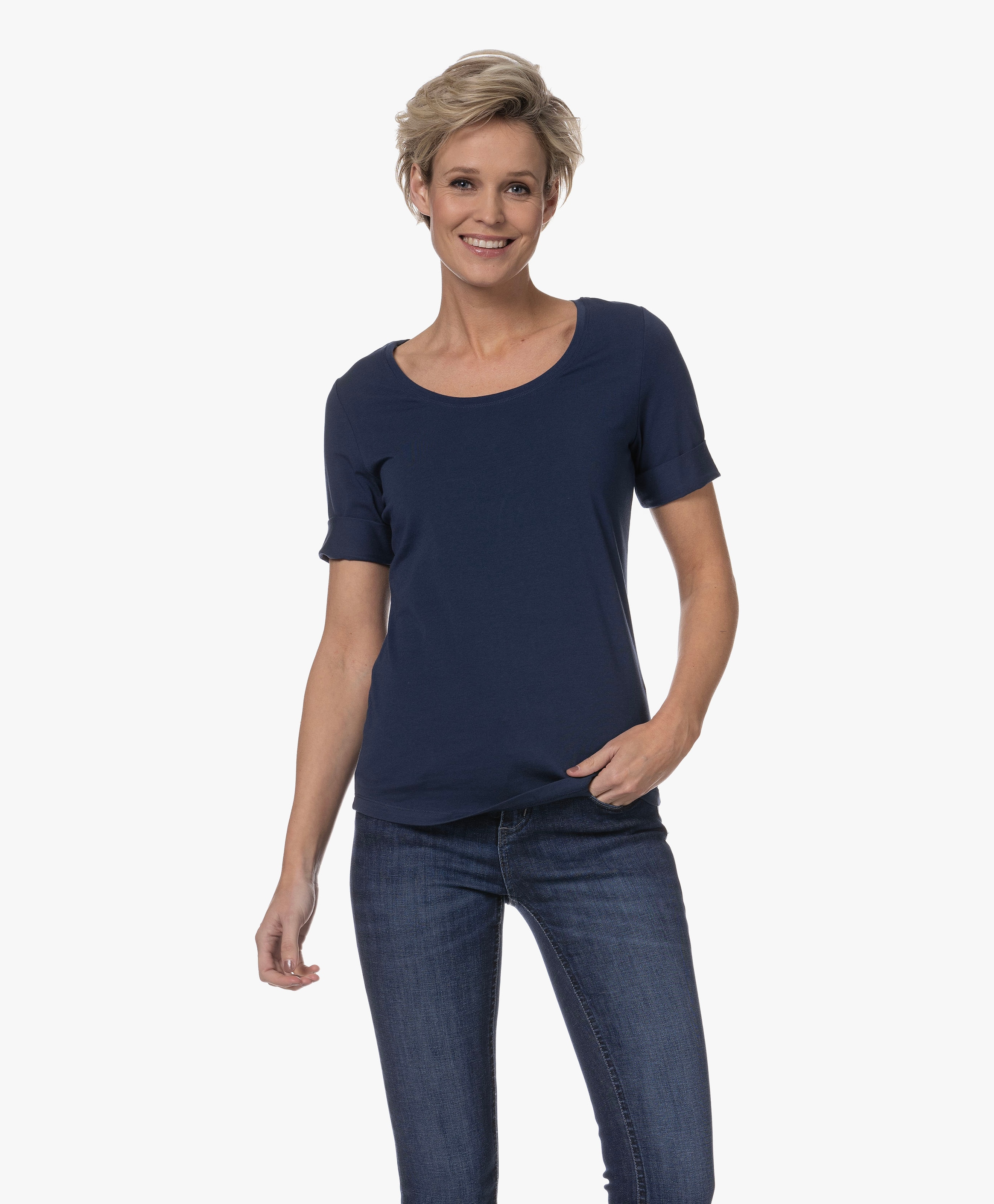 Katoenen T-shirt met Ronde Hals