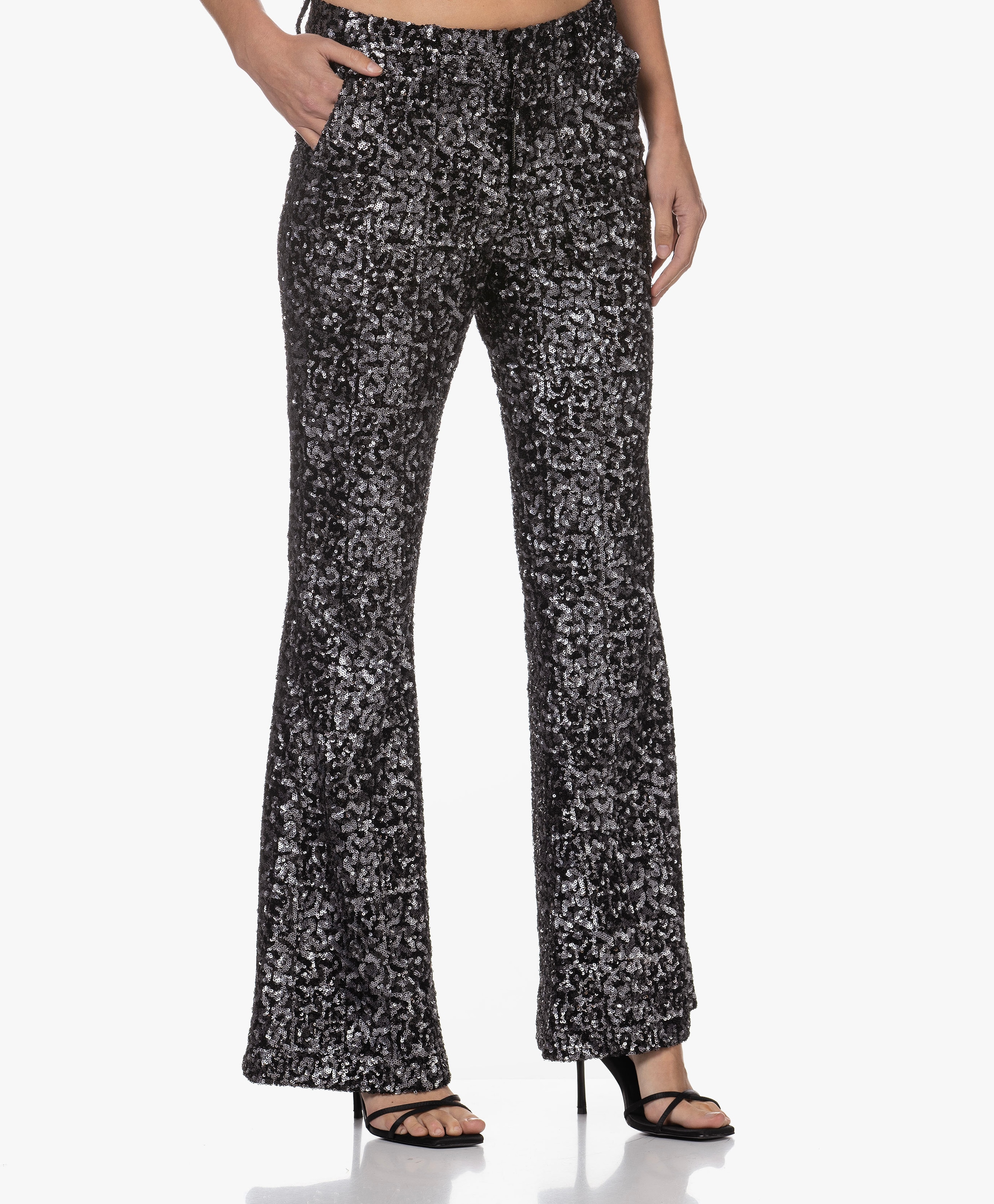 Flared Pailletten Pantalon