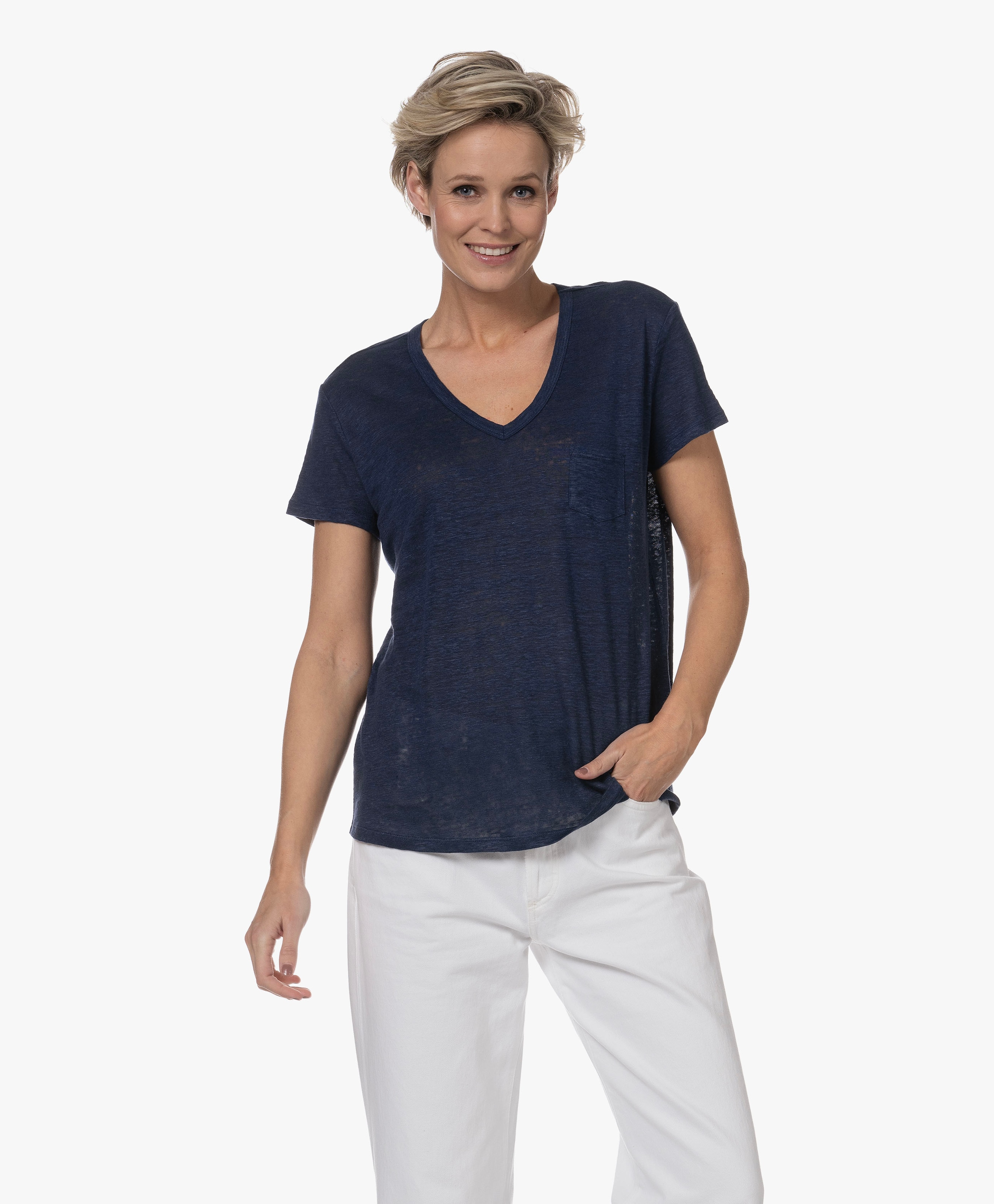 Linnen V-hals T-shirt