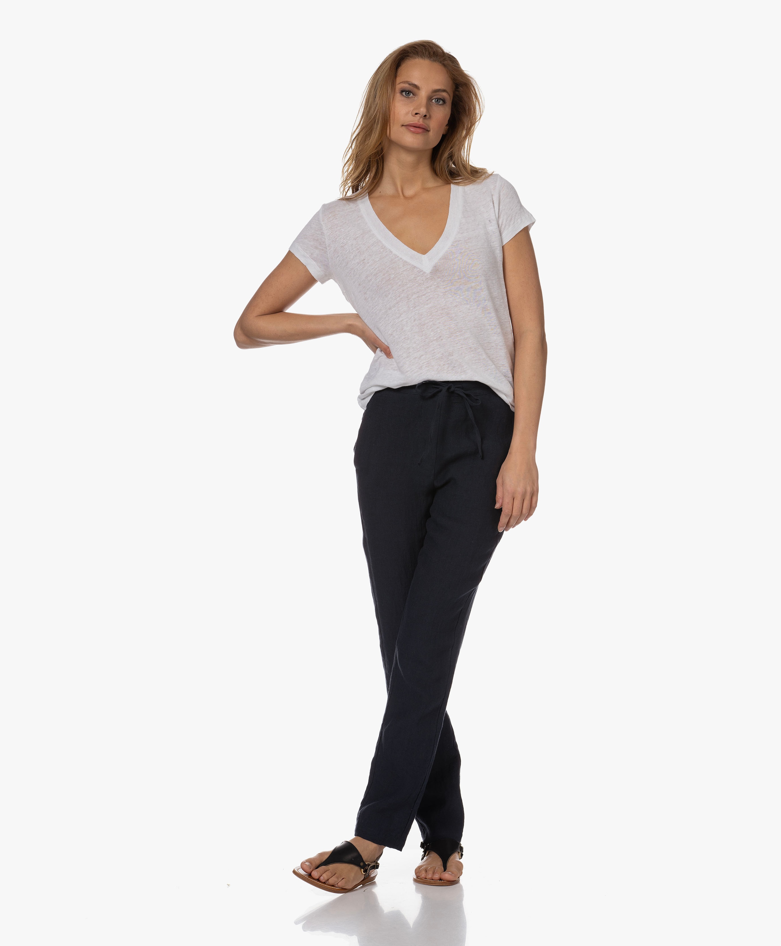 Slub Jersey V-neck T-shirt