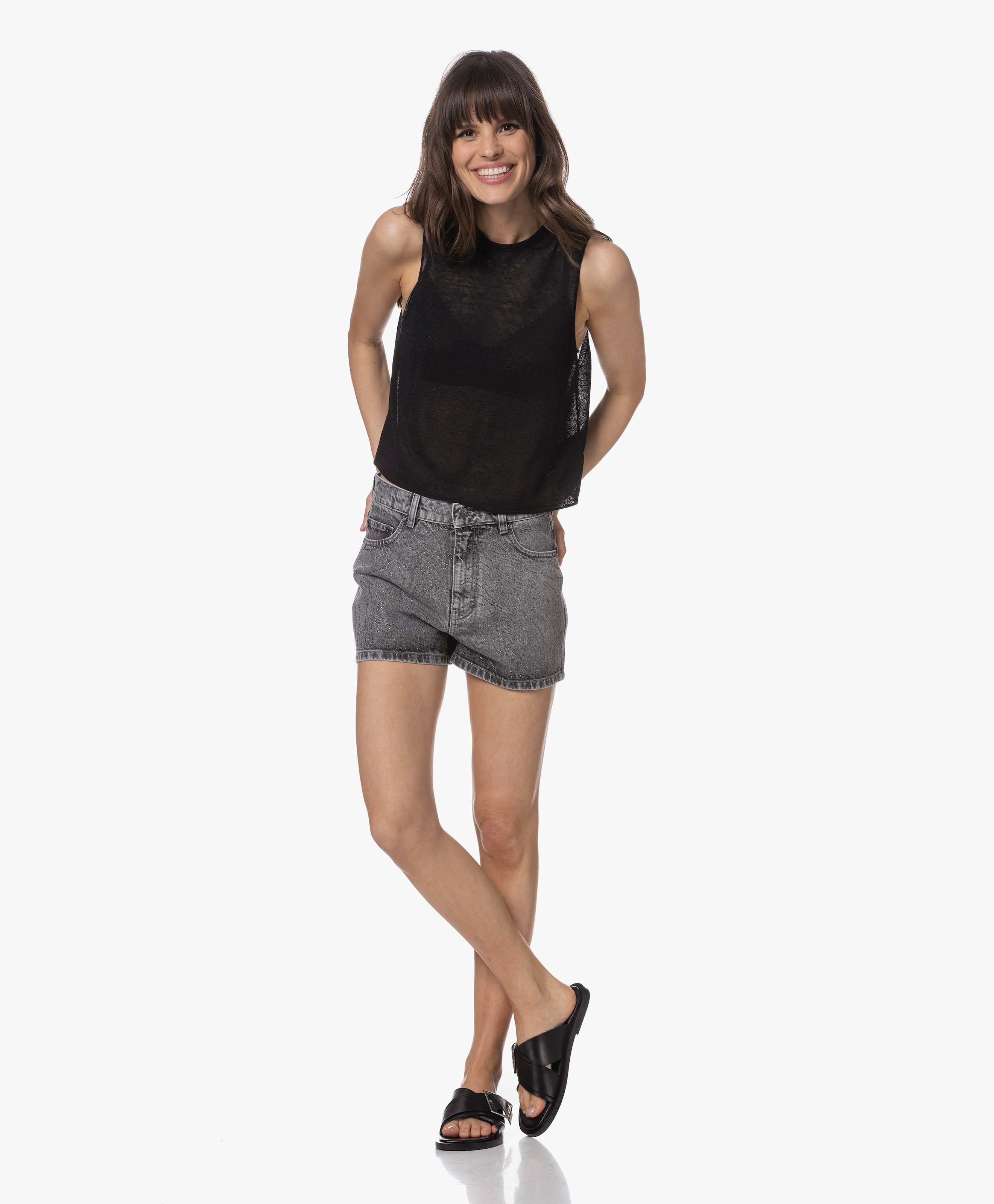 Rhinestone Strass Denim Short