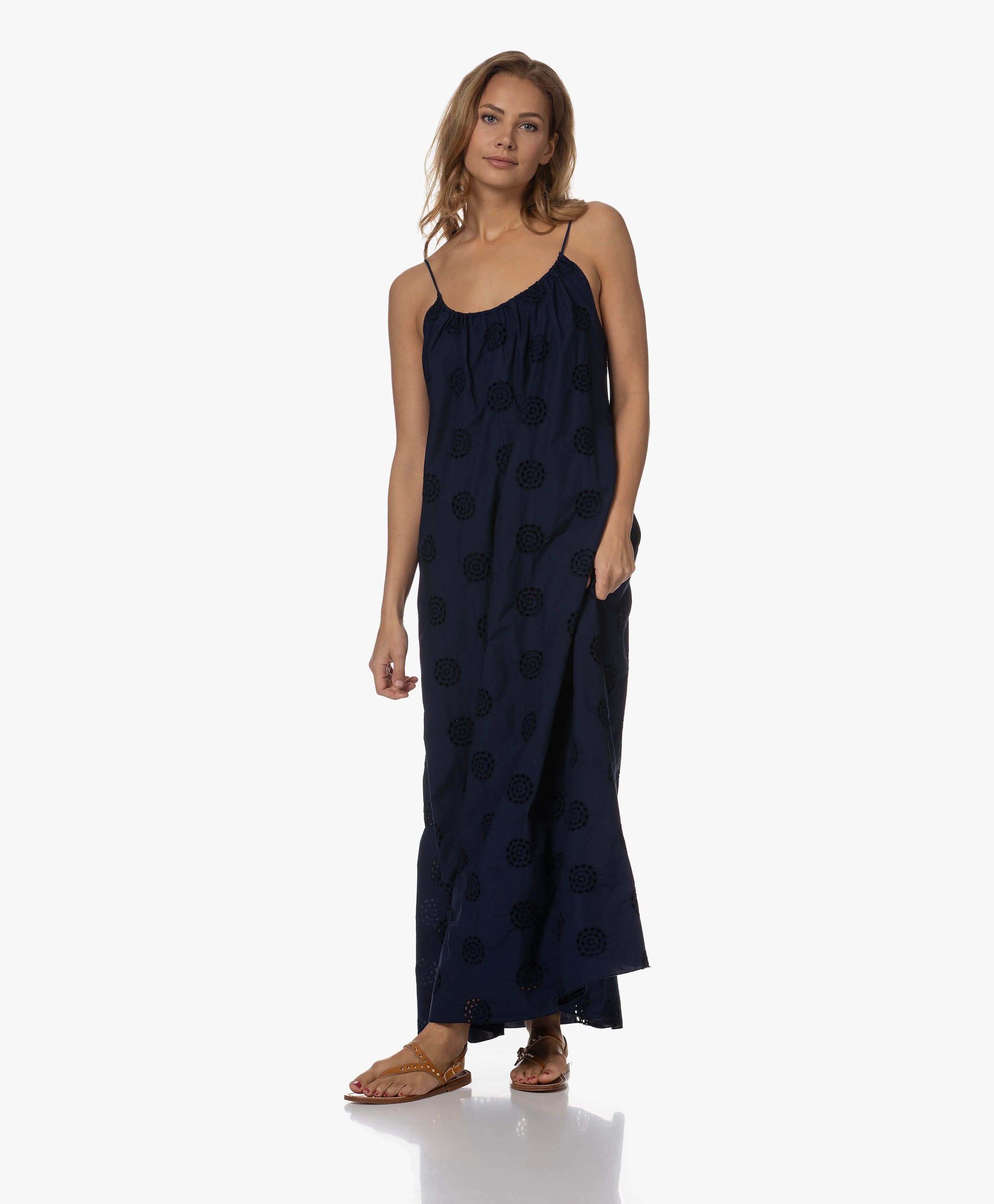 Katoenen Broderie Maxi Jurk