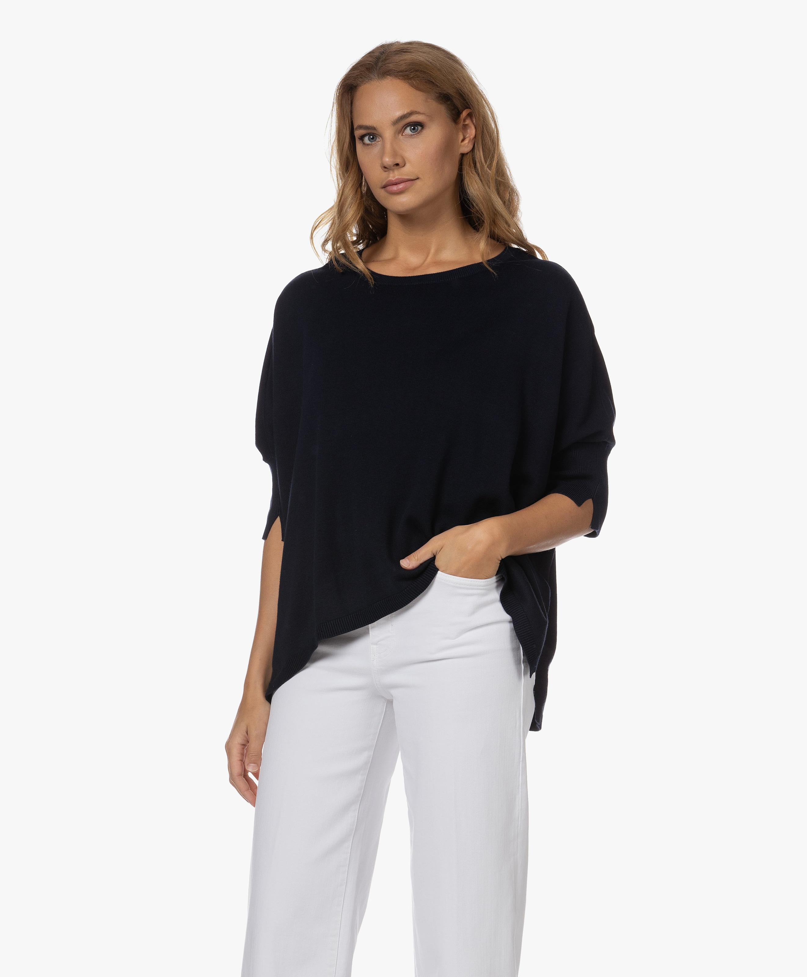 Loose-fit Katoen-Viscose Trui