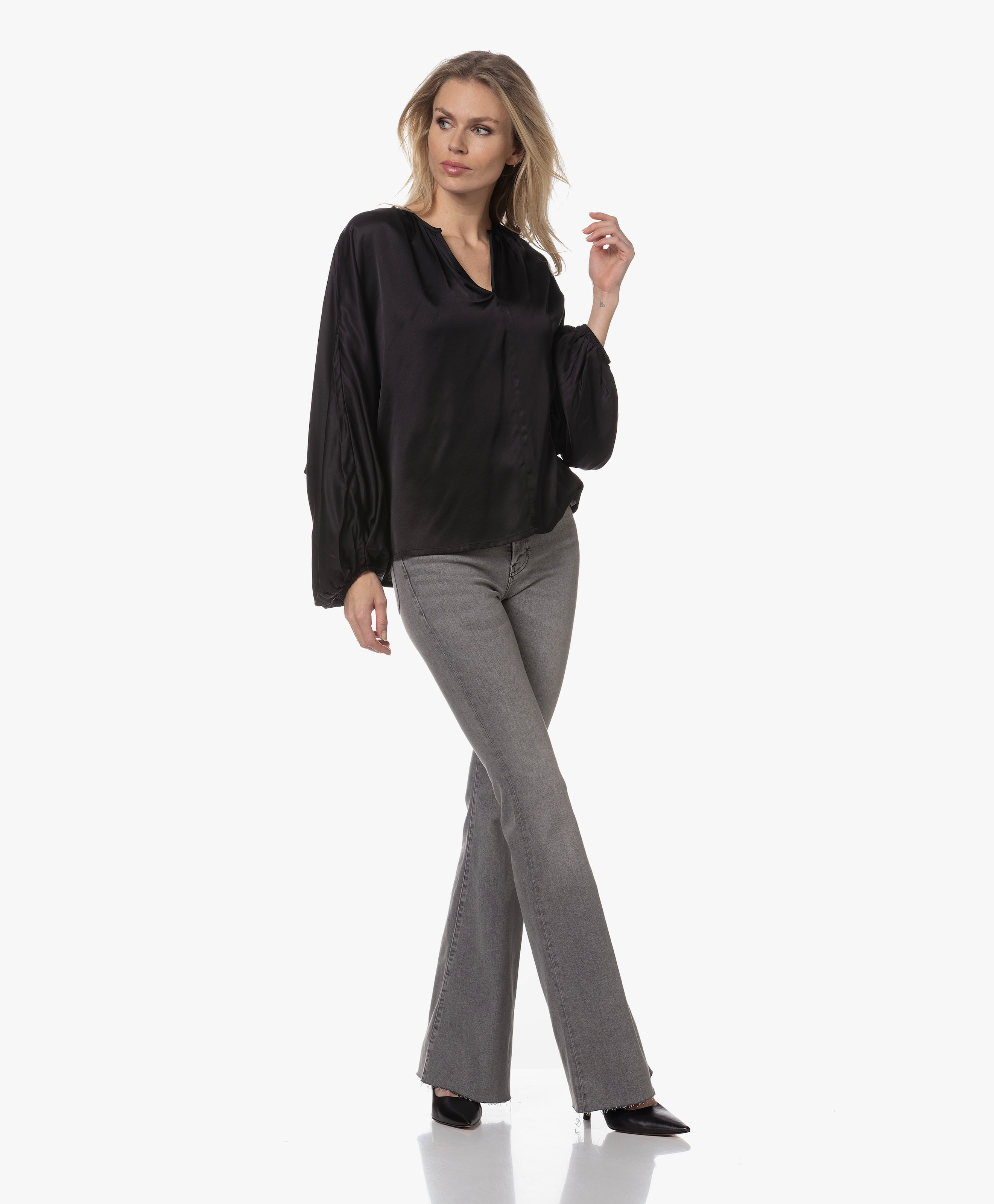 Satijnen Blouse met Ballonmouwen
