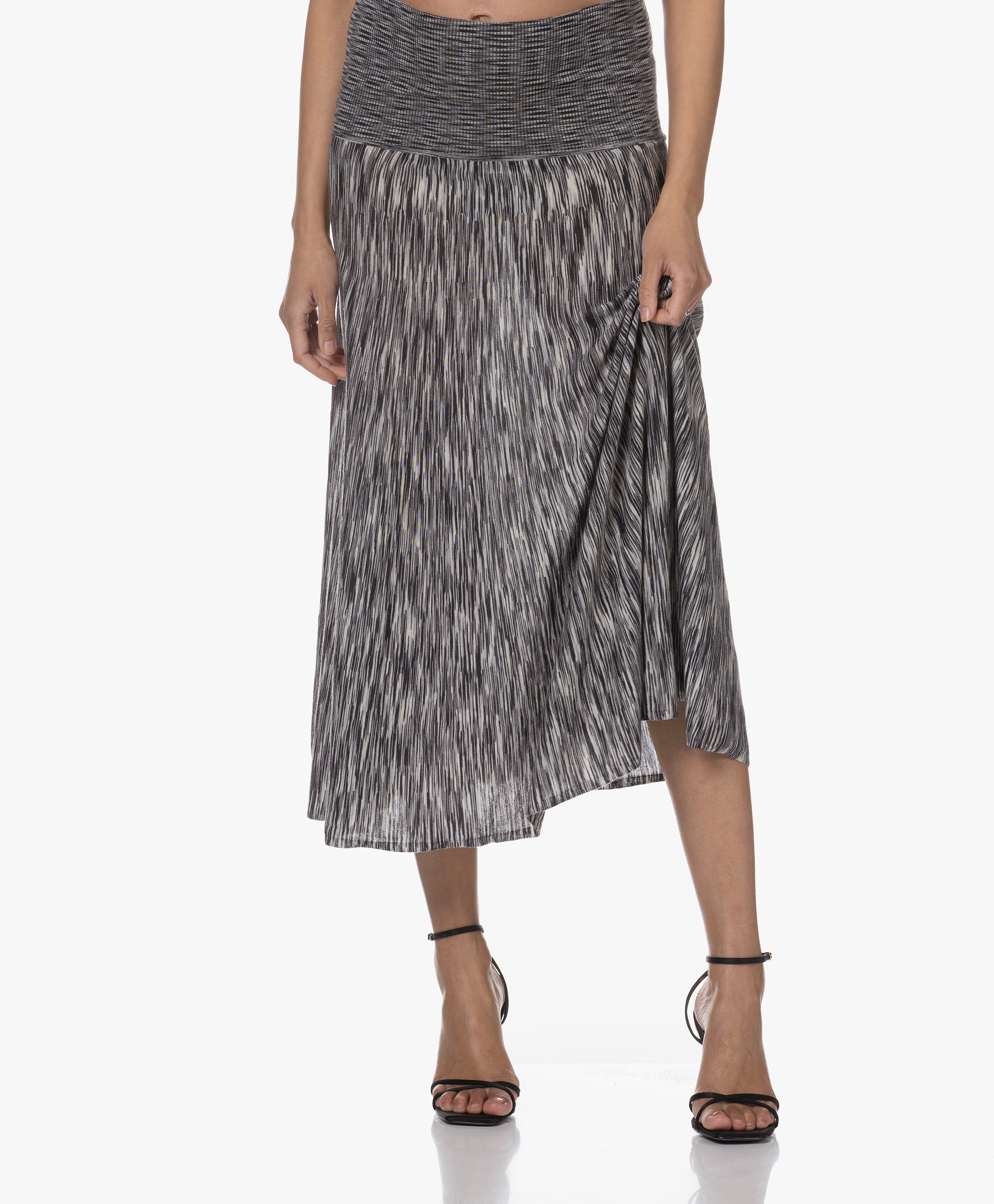 Merino Print Midi Rok